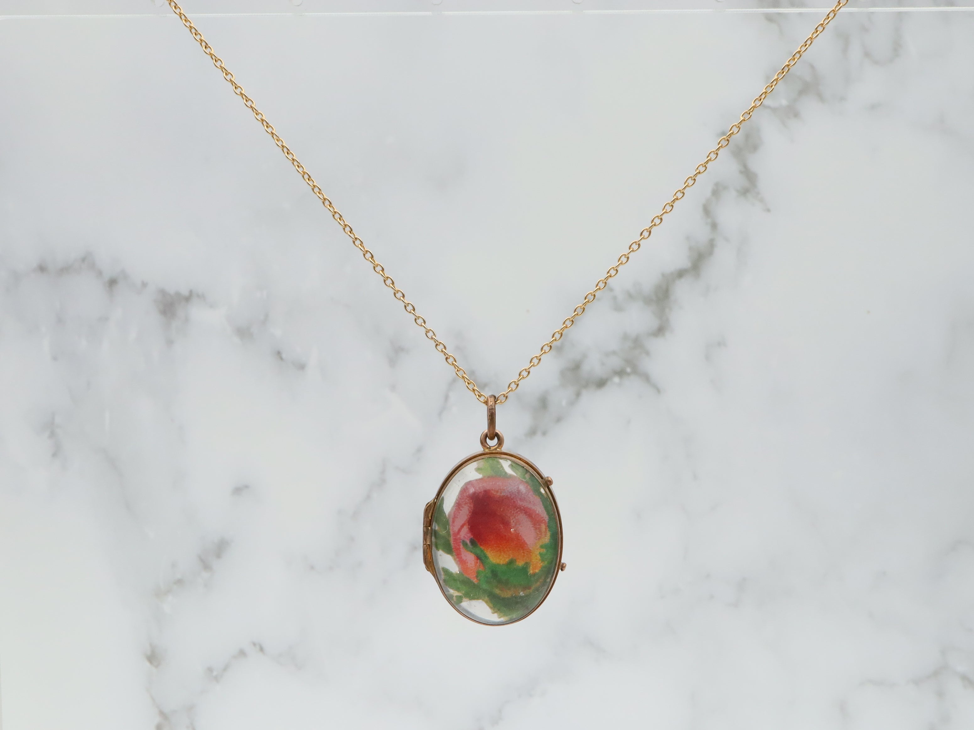 Antique Victorian gold filled glass dome locket pendant