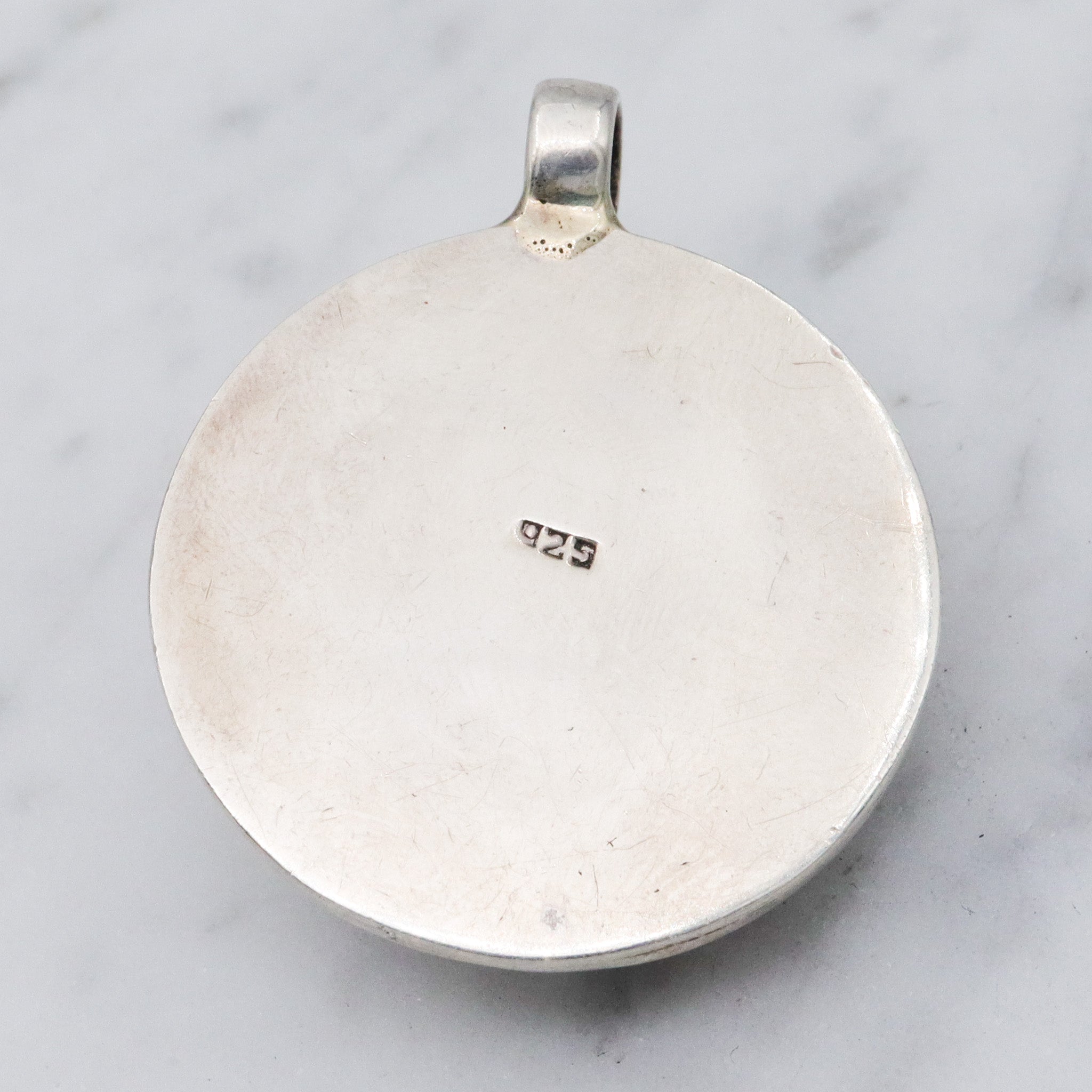 Vintage sterling silver and turquoise hollow pendant