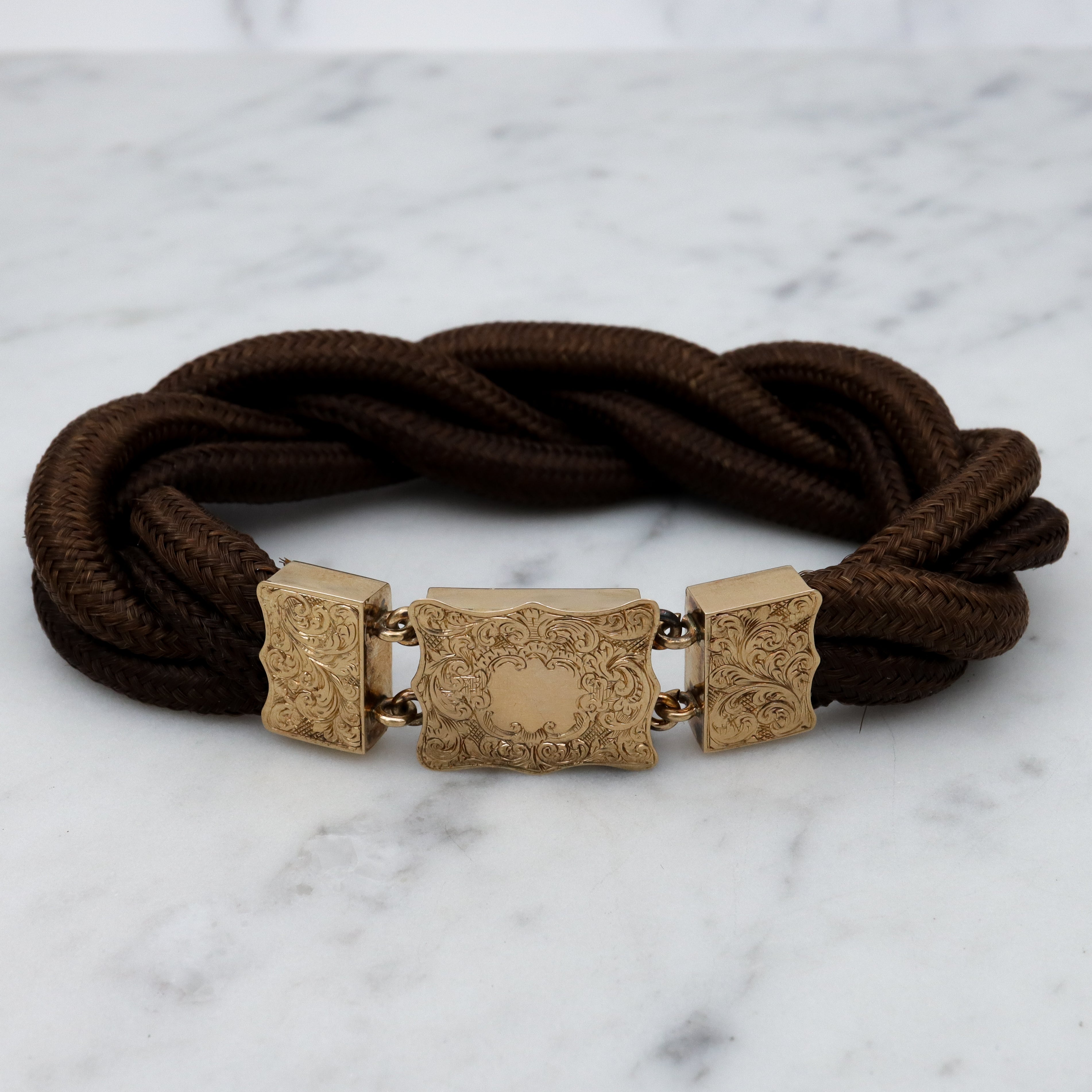 Victorian 10k gold woven hair braided bracelet