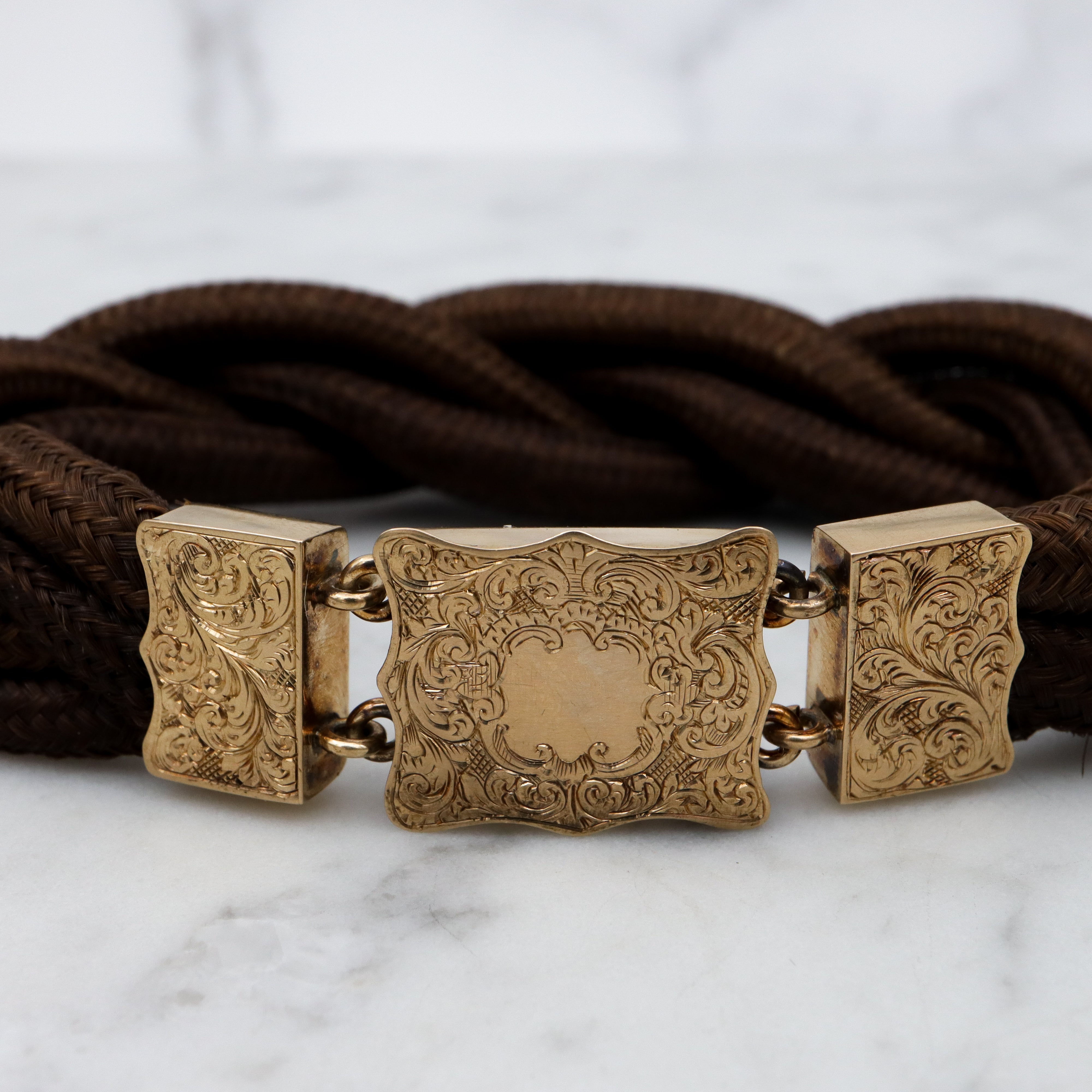 Victorian 10k gold woven hair braided bracelet