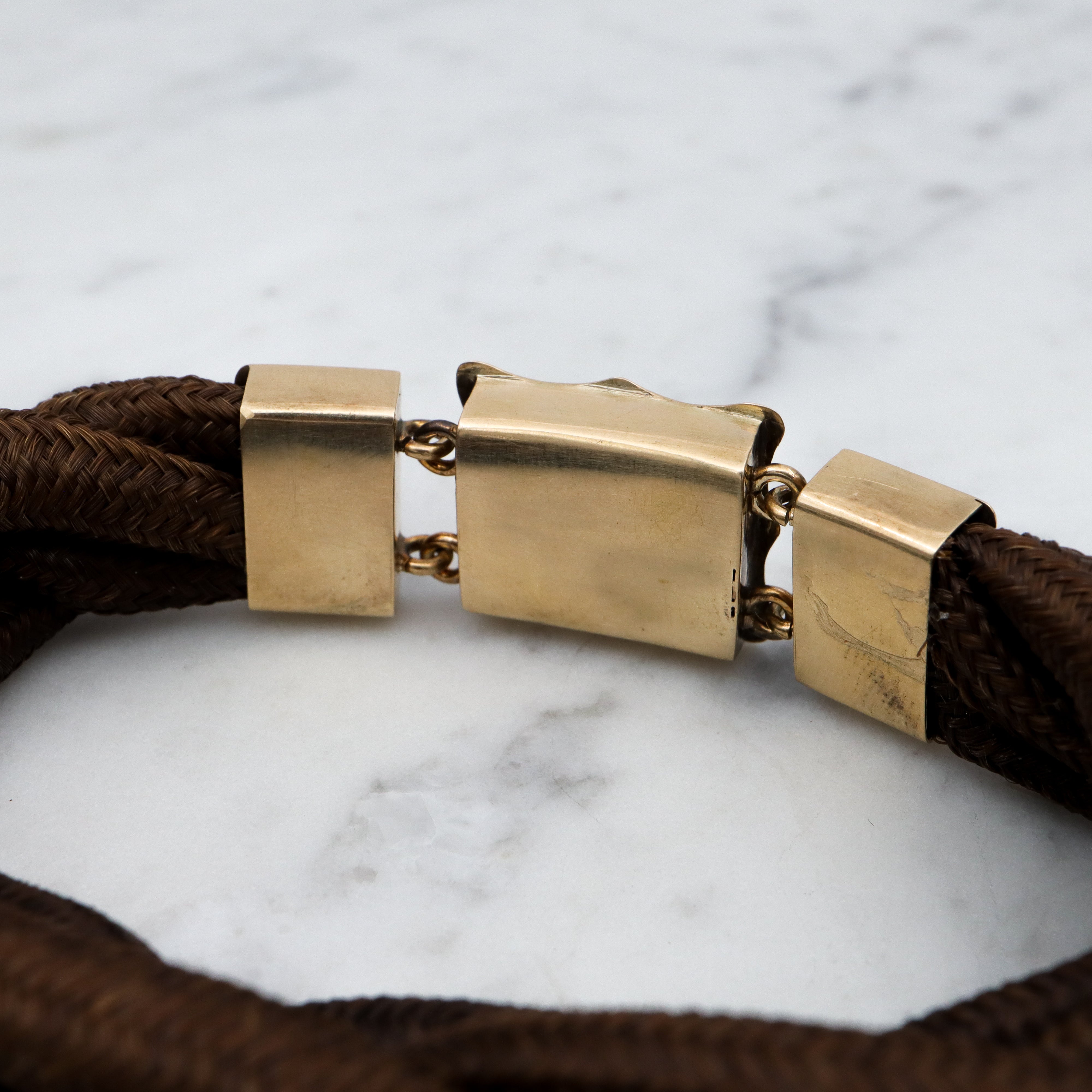 Victorian 10k gold woven hair braided bracelet