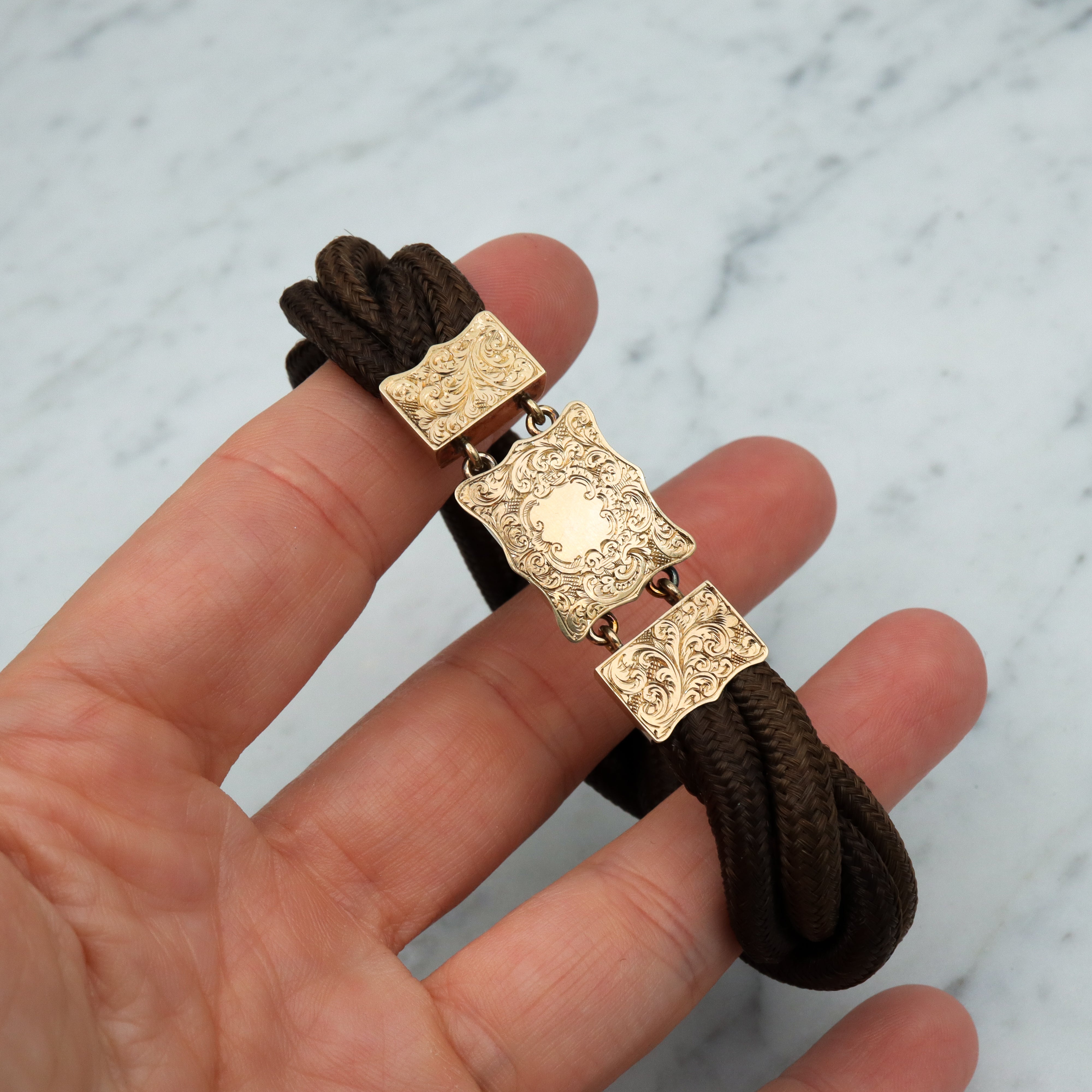 Victorian 10k gold woven hair braided bracelet