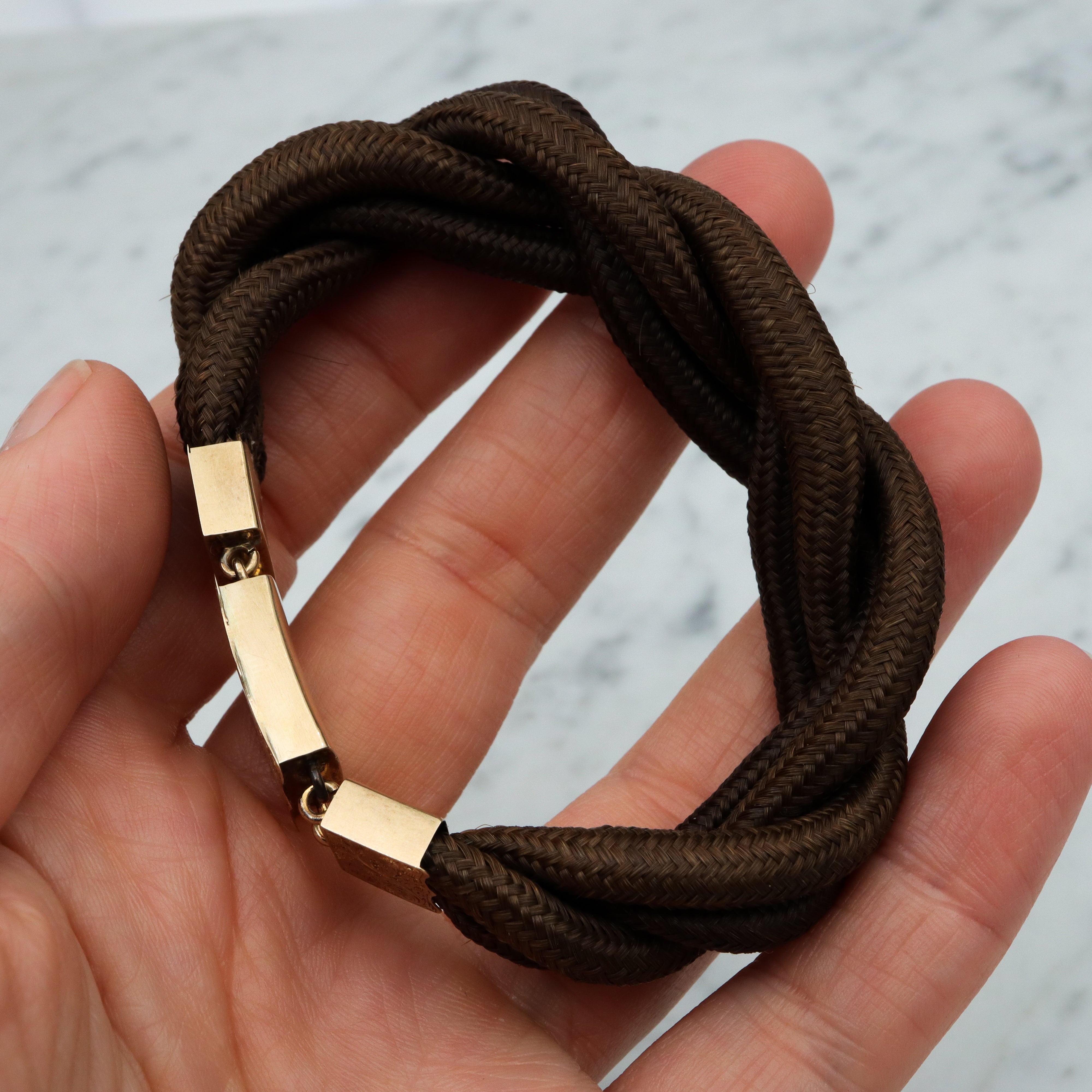 Victorian 10k gold woven hair braided bracelet