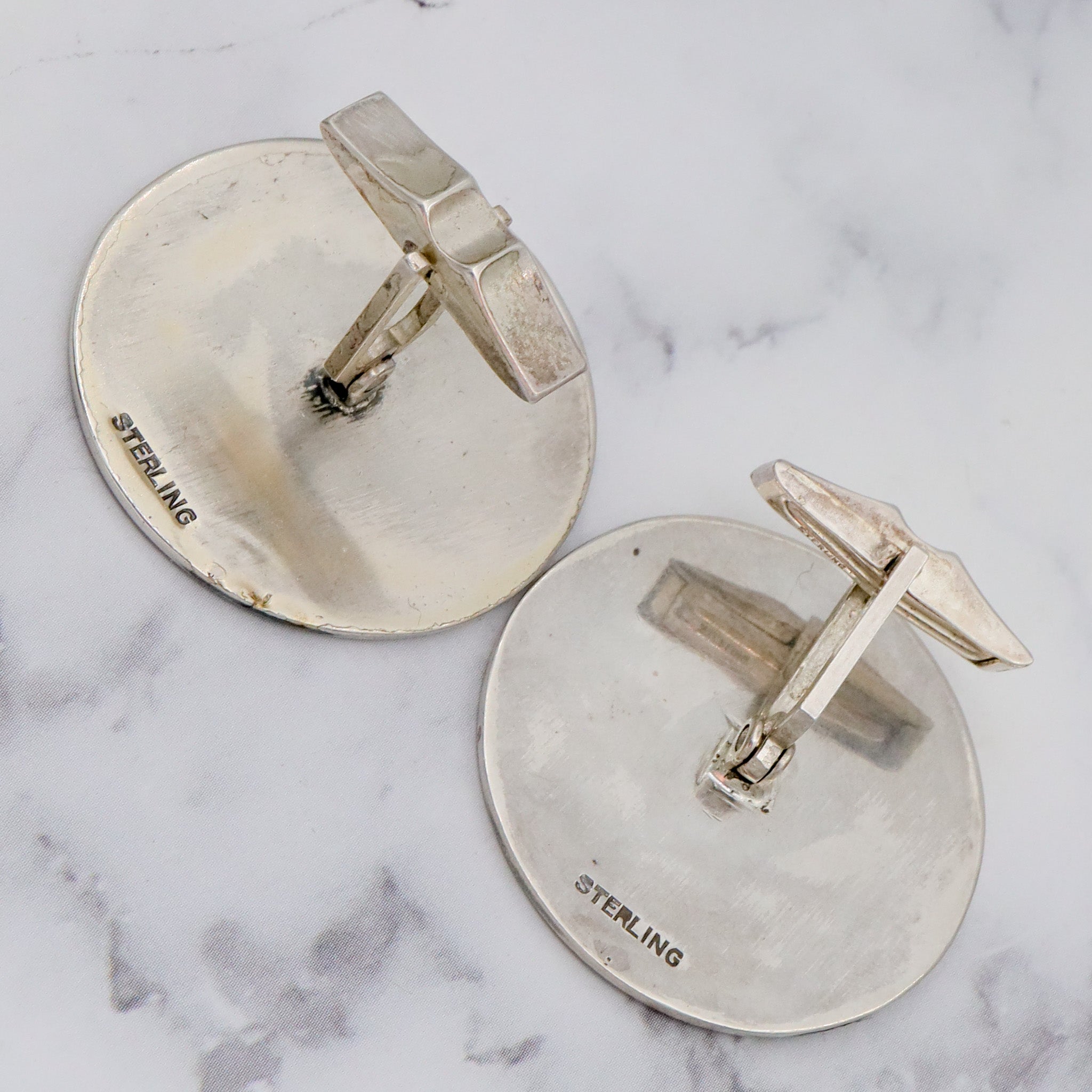 Vintage sterling “The Conquest” Assyrian lion hunting medallion cufflinks