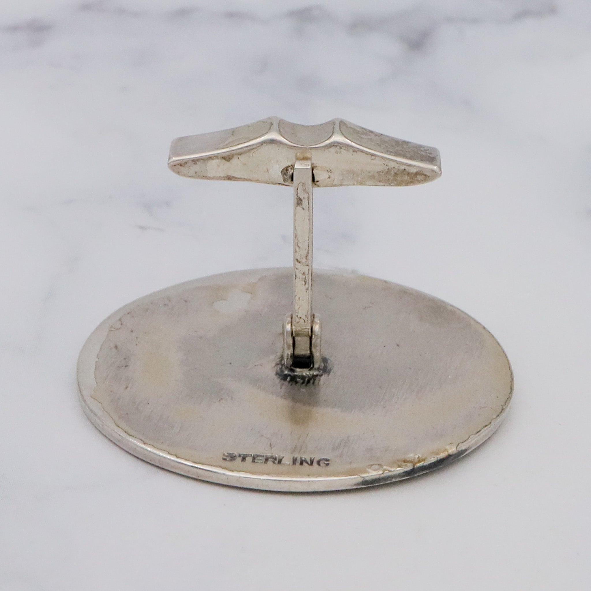 Vintage sterling “The Conquest” Assyrian lion hunting medallion cufflinks