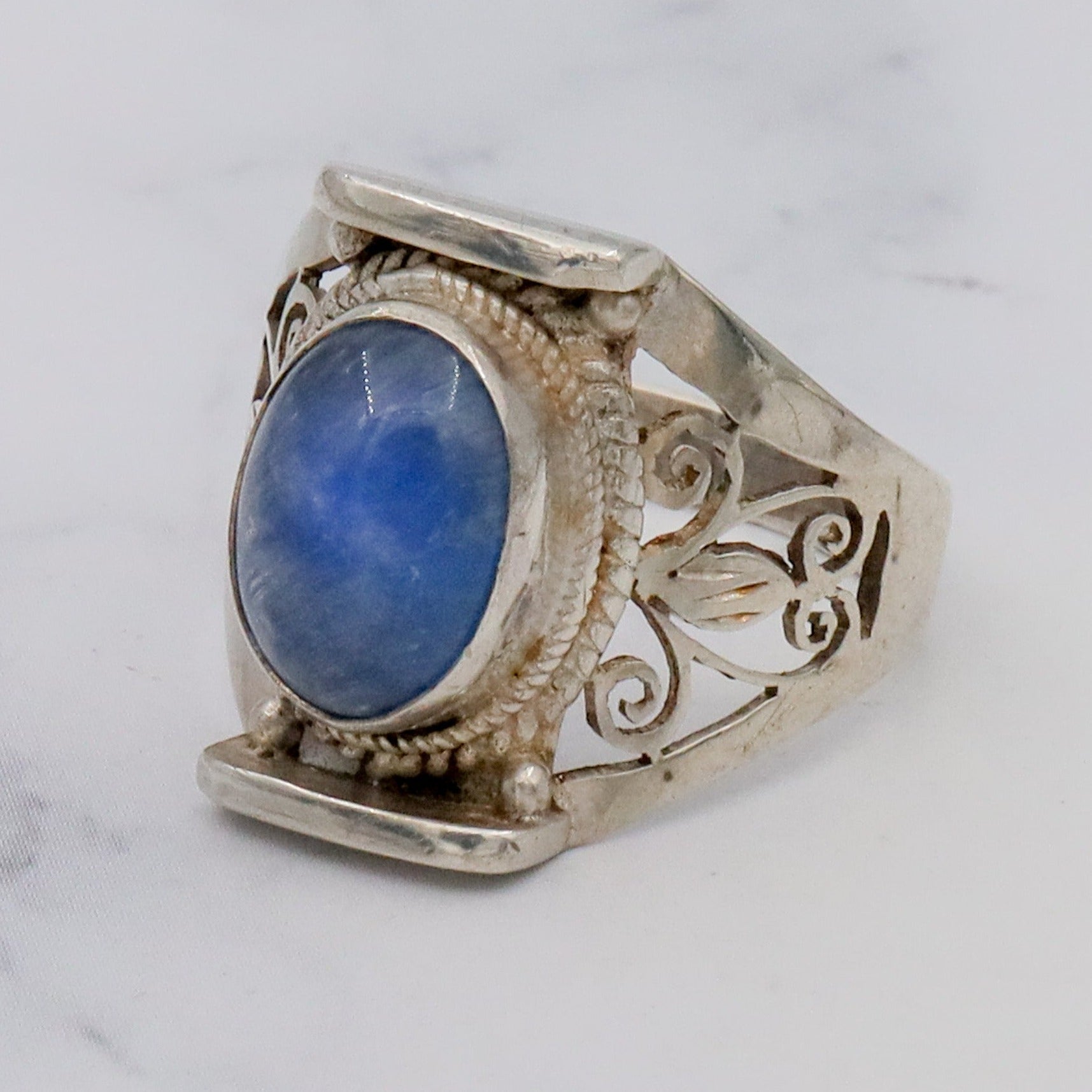 Vintage sterling and kyanite ring, sz 8.5