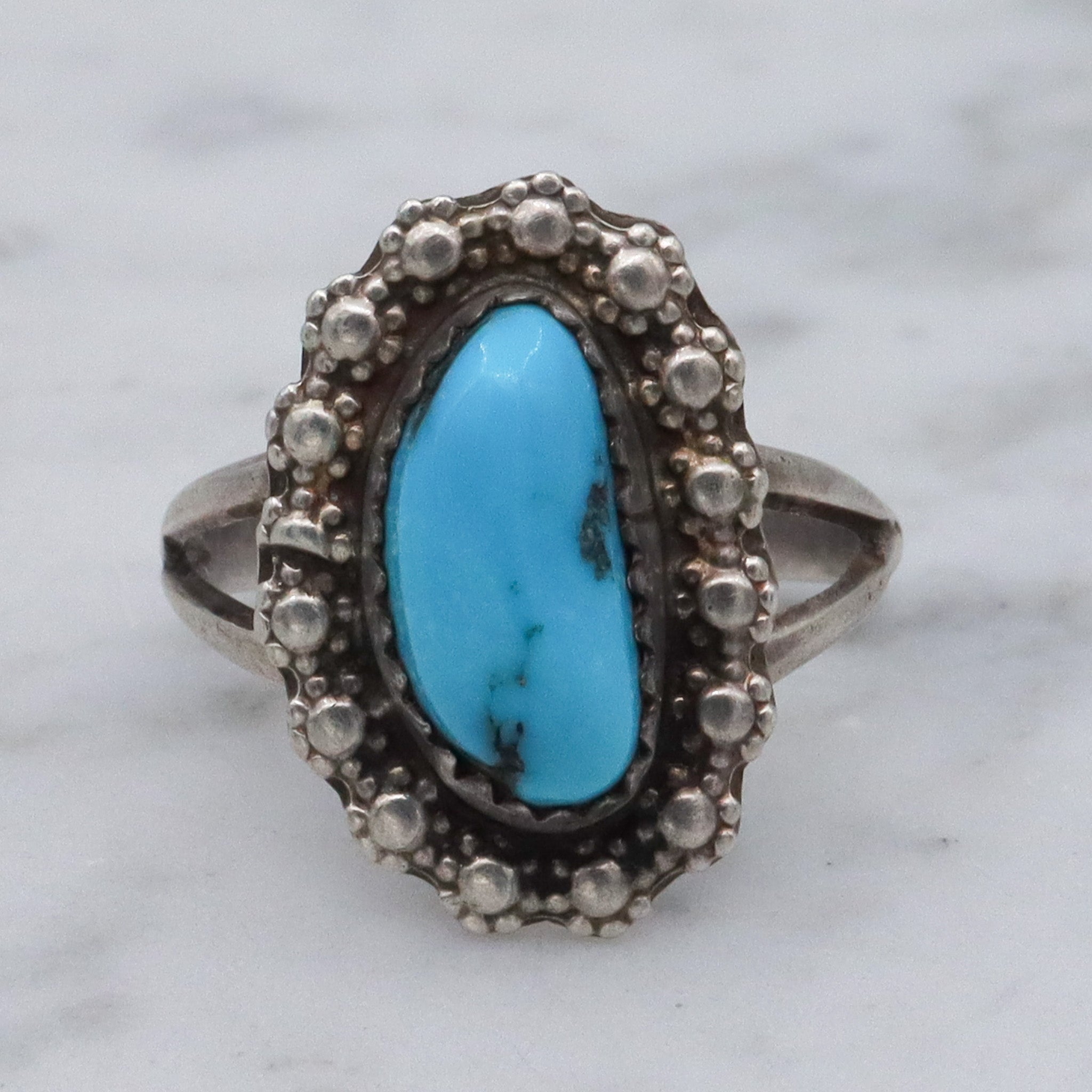 Vintage Navajo sterling silver turquoise ring, sz 7