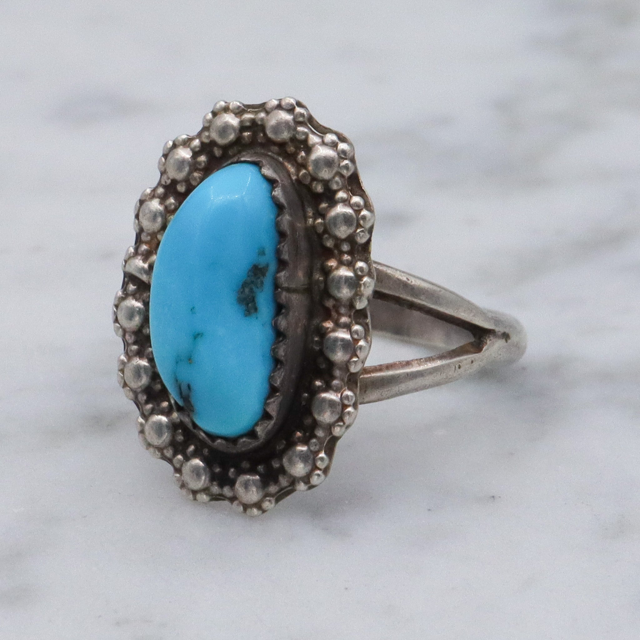 Vintage Navajo sterling silver turquoise ring, sz 7