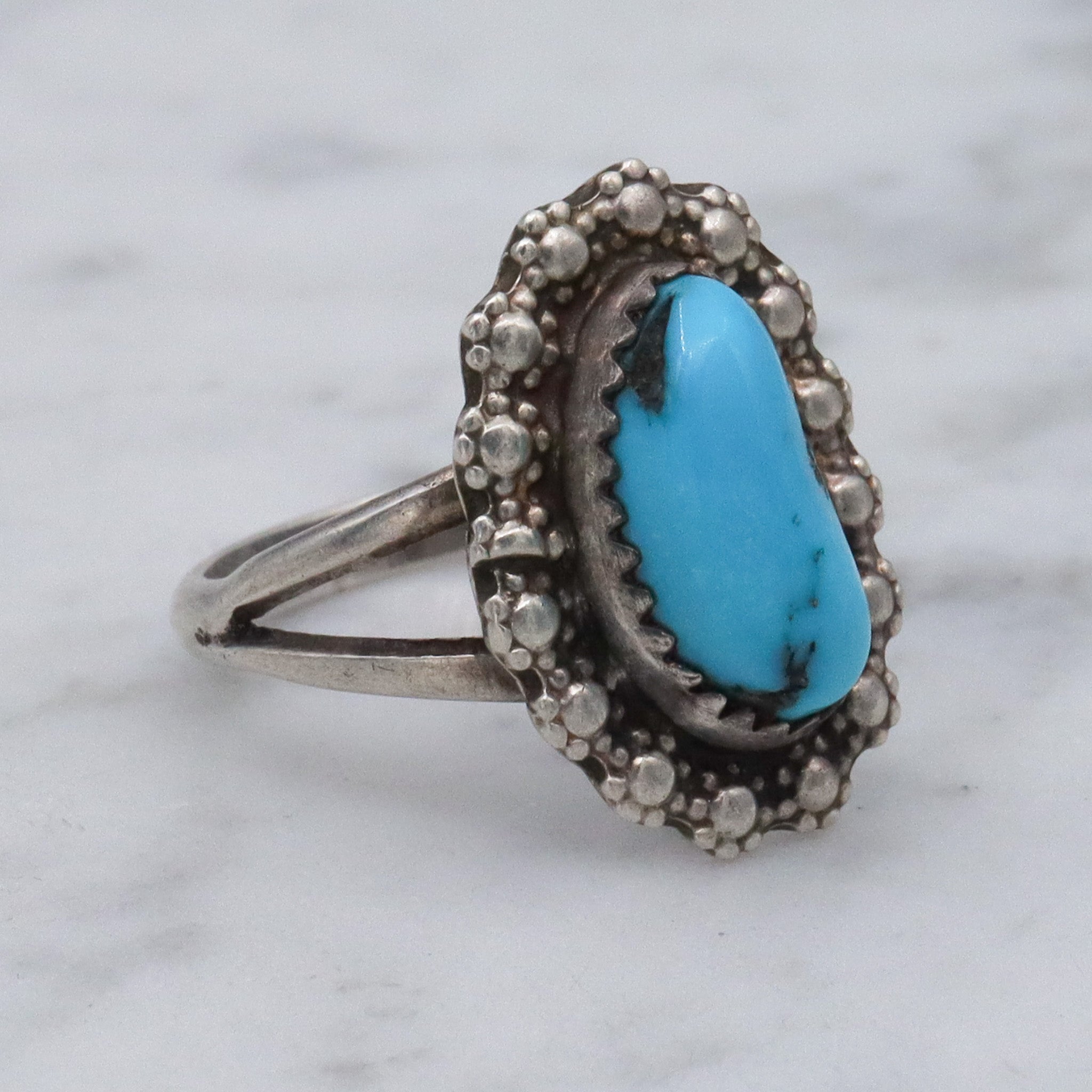 Vintage Navajo sterling silver turquoise ring, sz 7