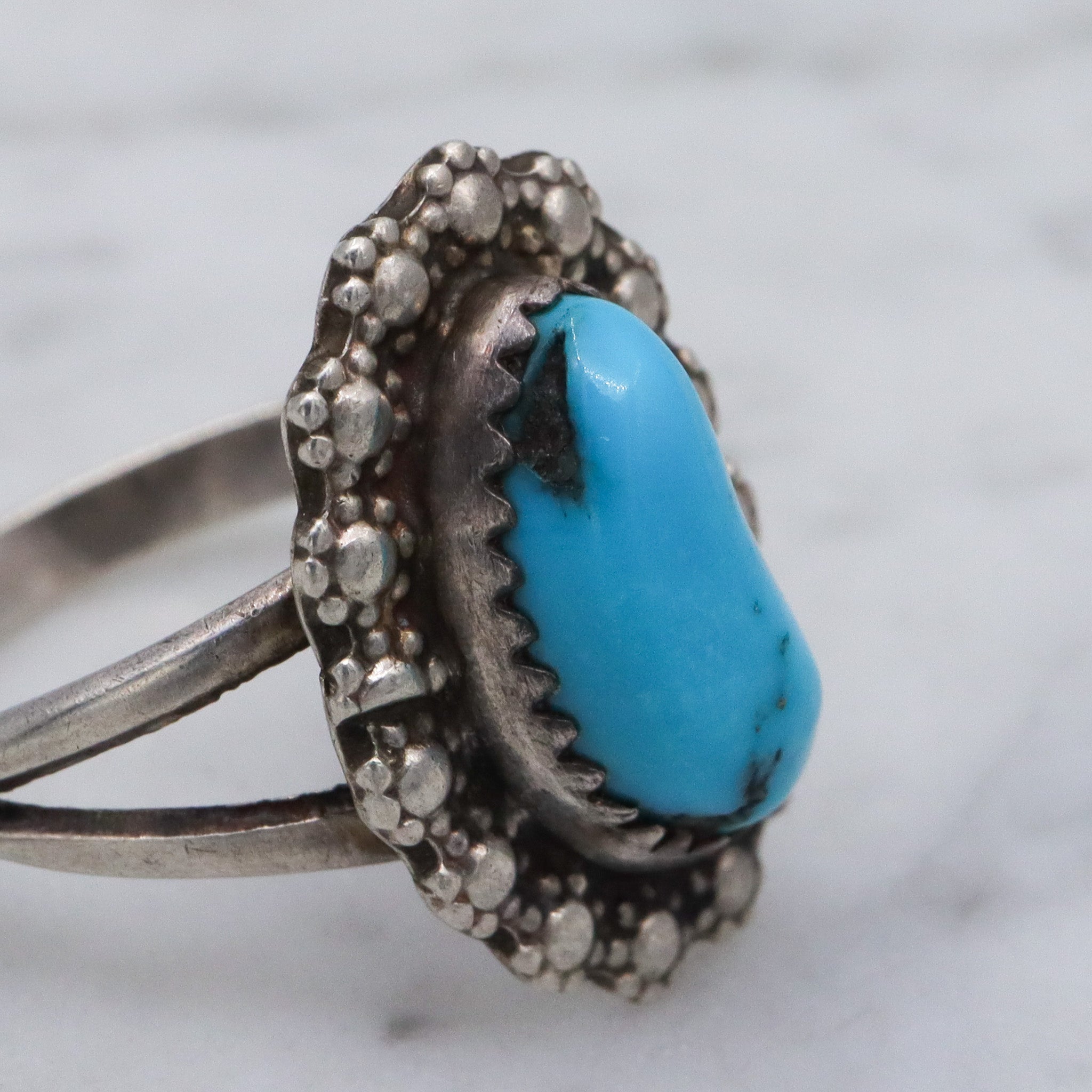 Vintage Navajo sterling silver turquoise ring, sz 7