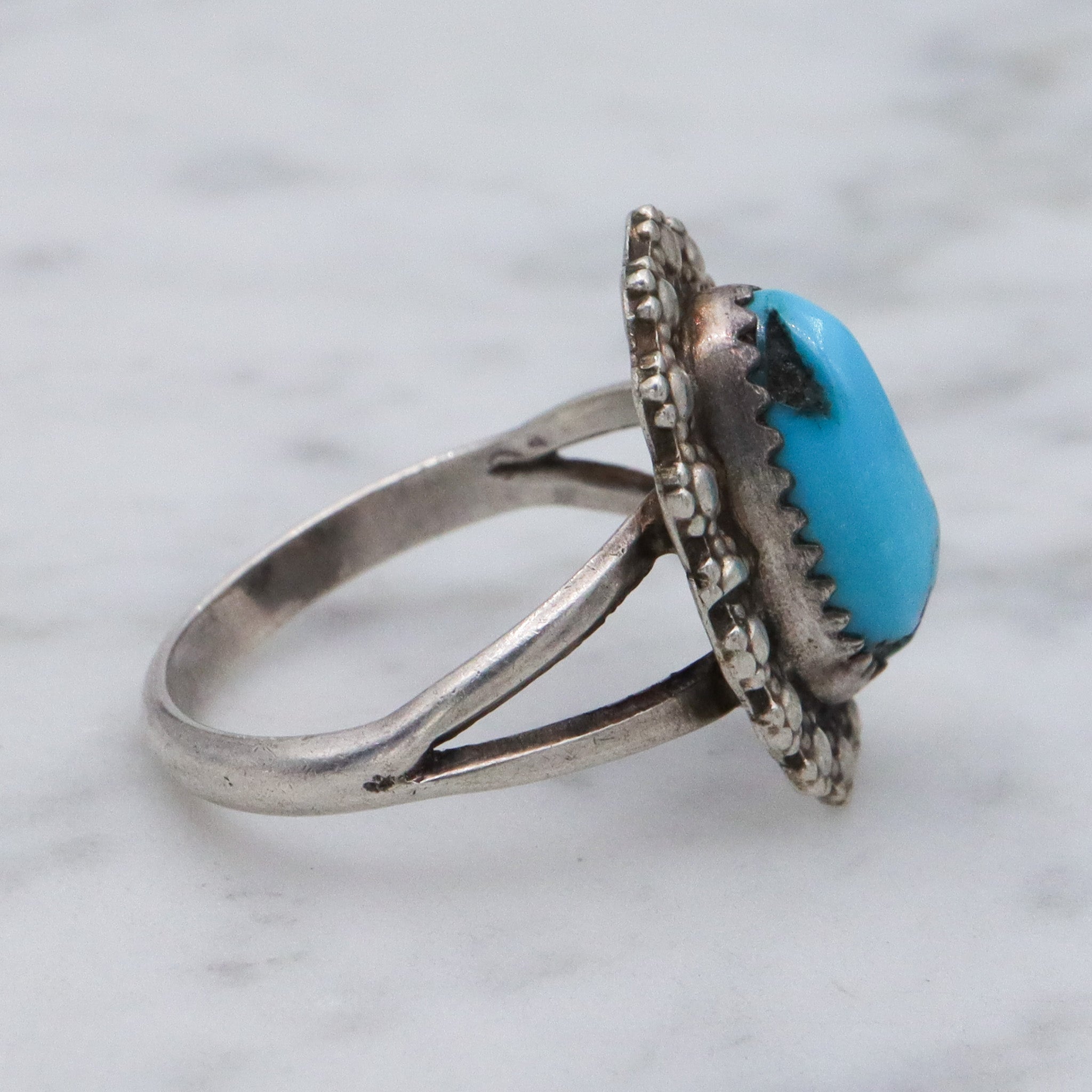 Vintage Navajo sterling silver turquoise ring, sz 7