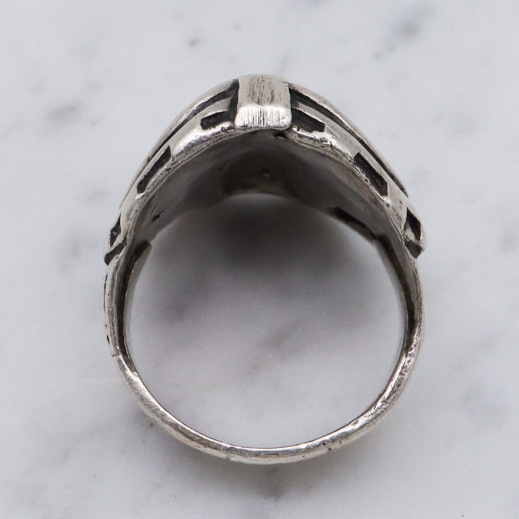 Retro sterling silver skeleton warrior heavy metal ring, sz 12