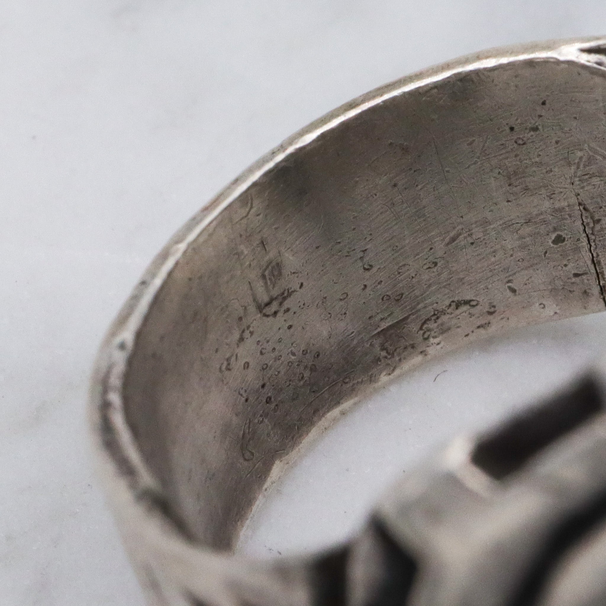 Retro sterling silver skeleton warrior heavy metal ring, sz 12