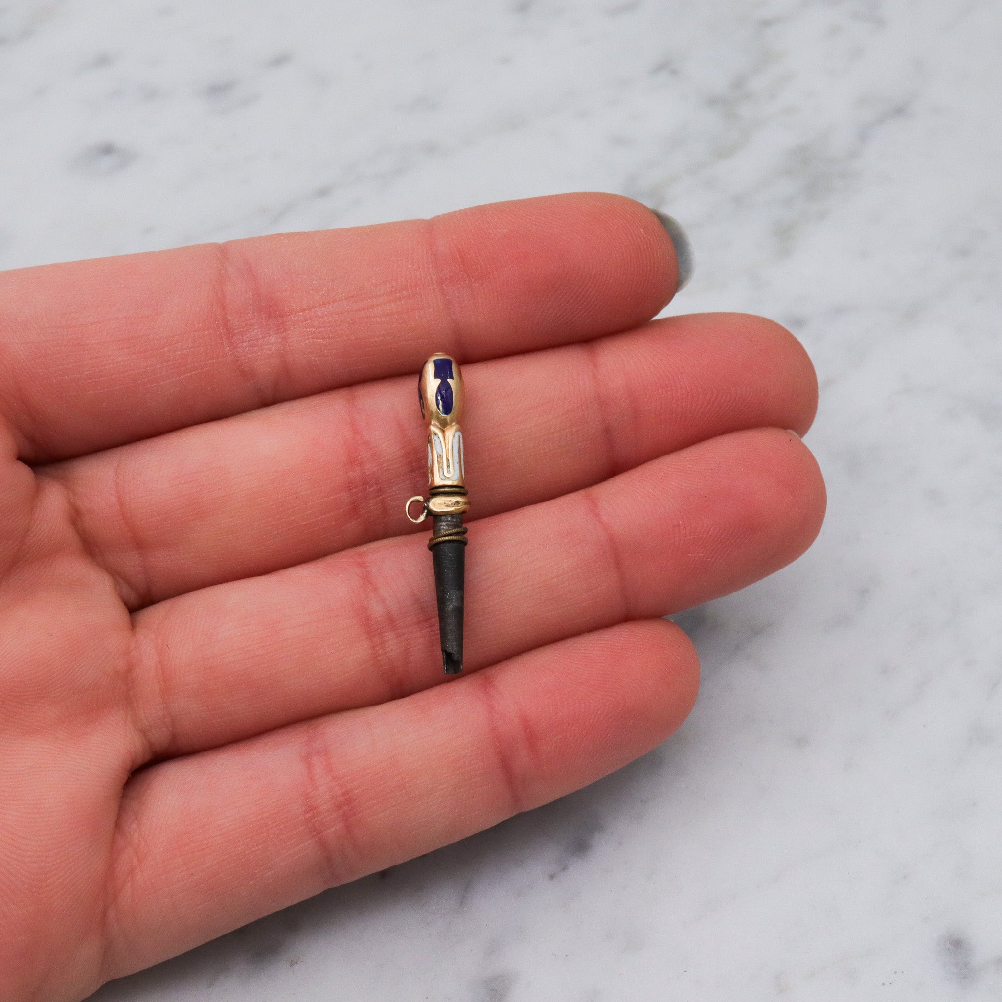 Antique Victorian 14k gold enamel watch key fob