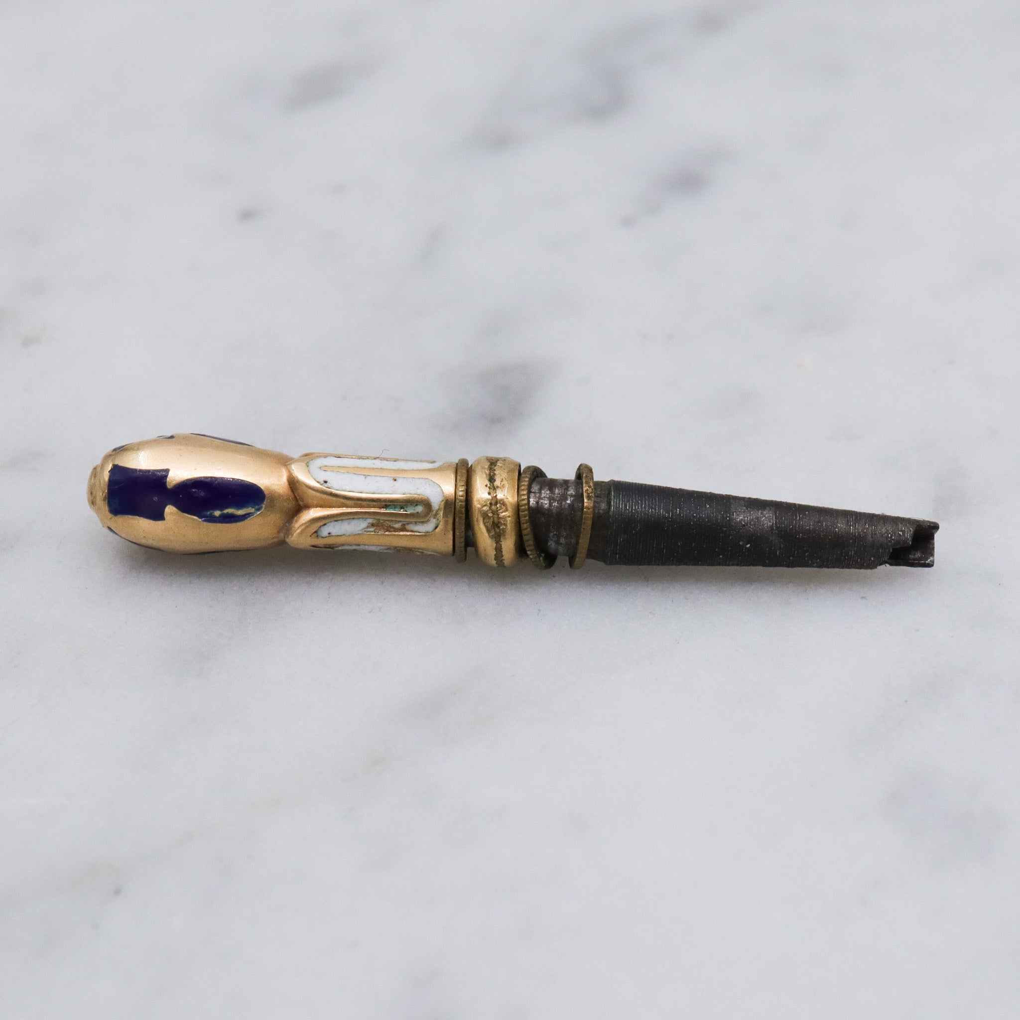 Antique Victorian 14k gold enamel watch key fob