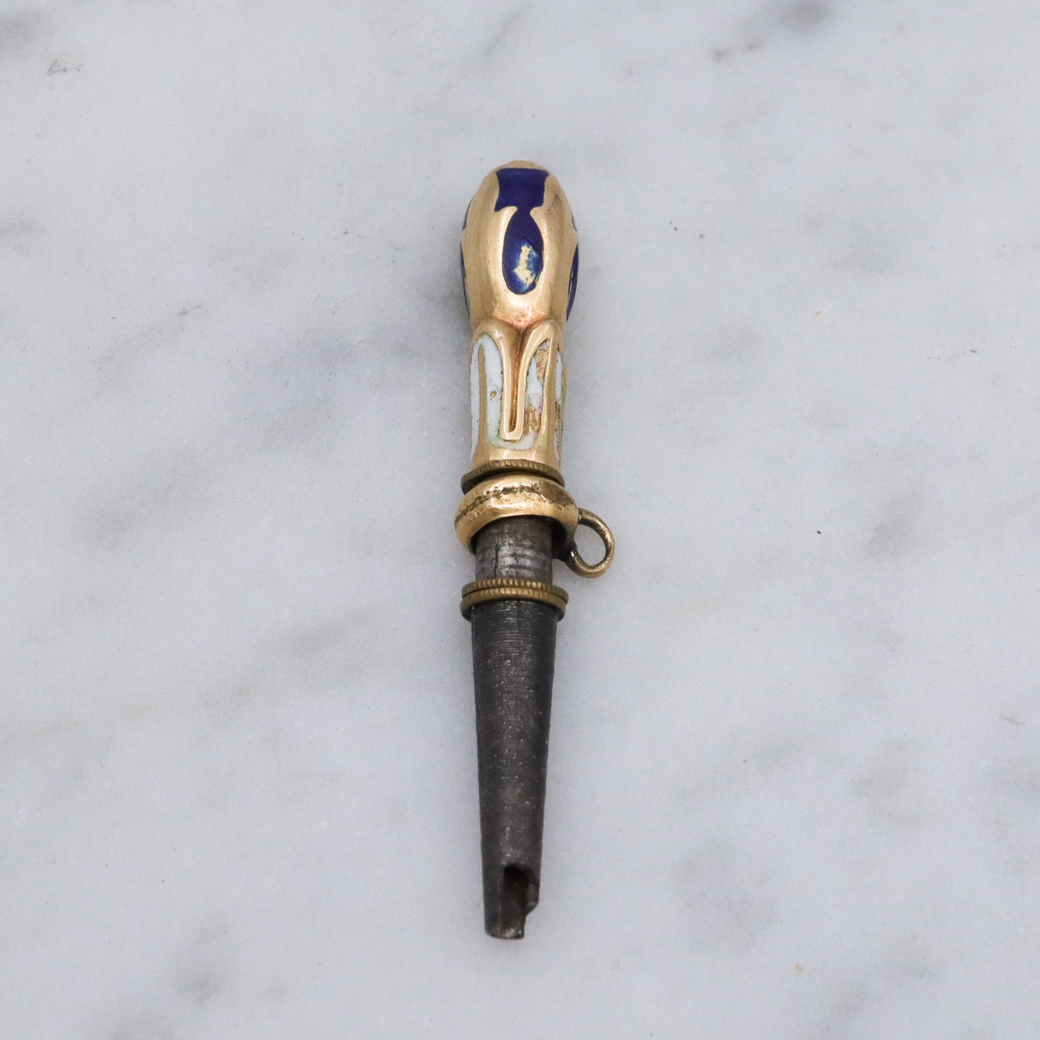 Antique Victorian 14k gold enamel watch key fob