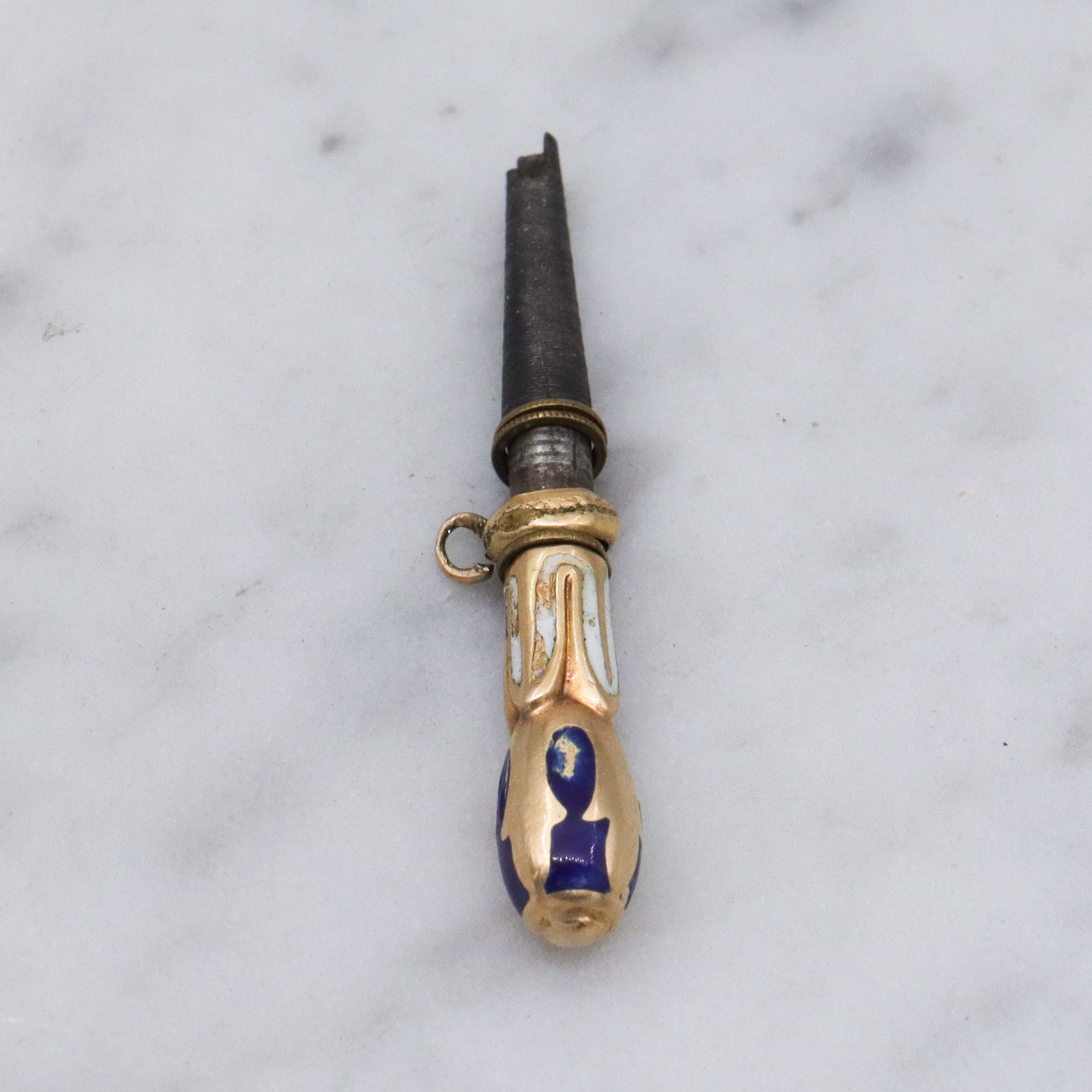 Antique Victorian 14k gold enamel watch key fob
