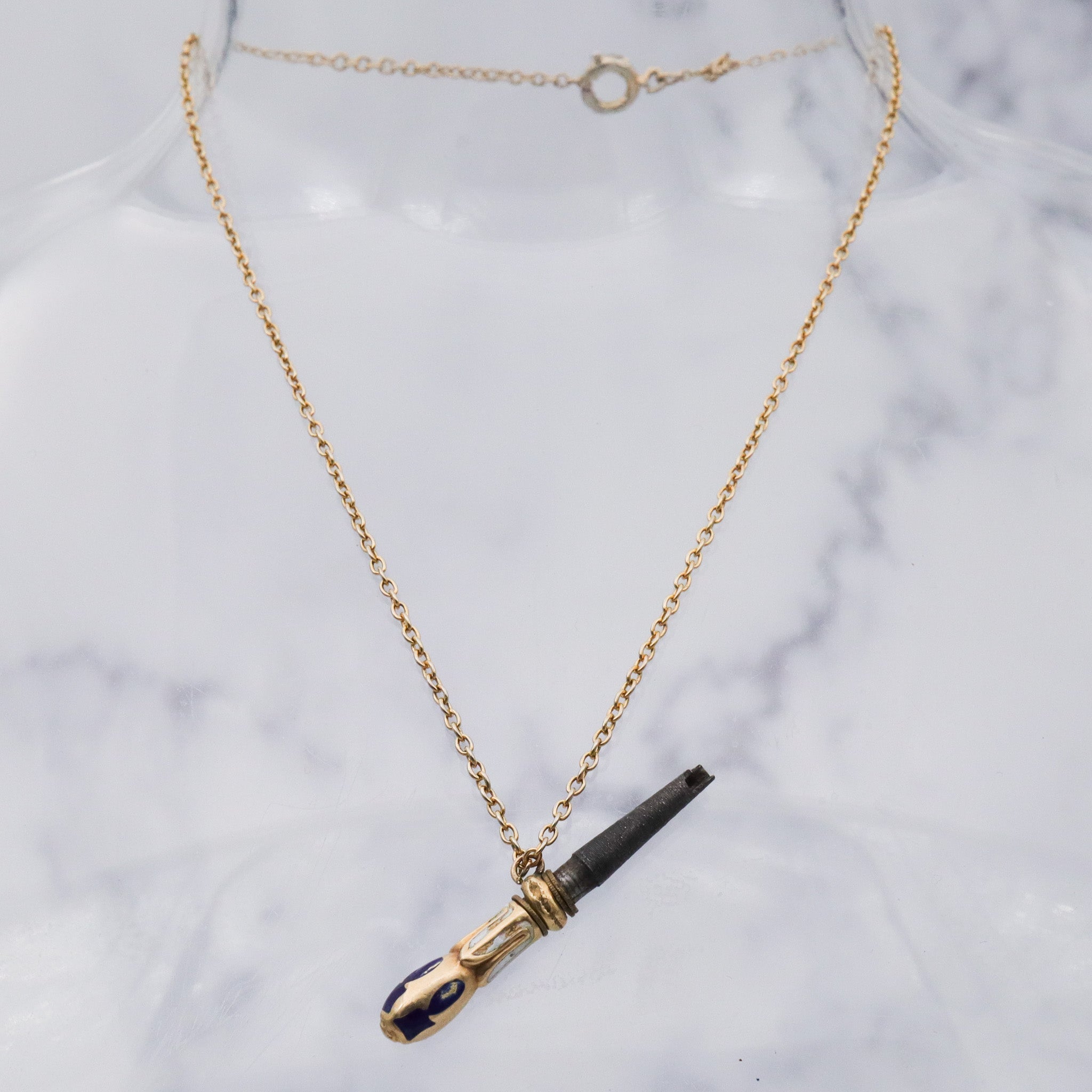 Antique Victorian 14k gold enamel watch key fob