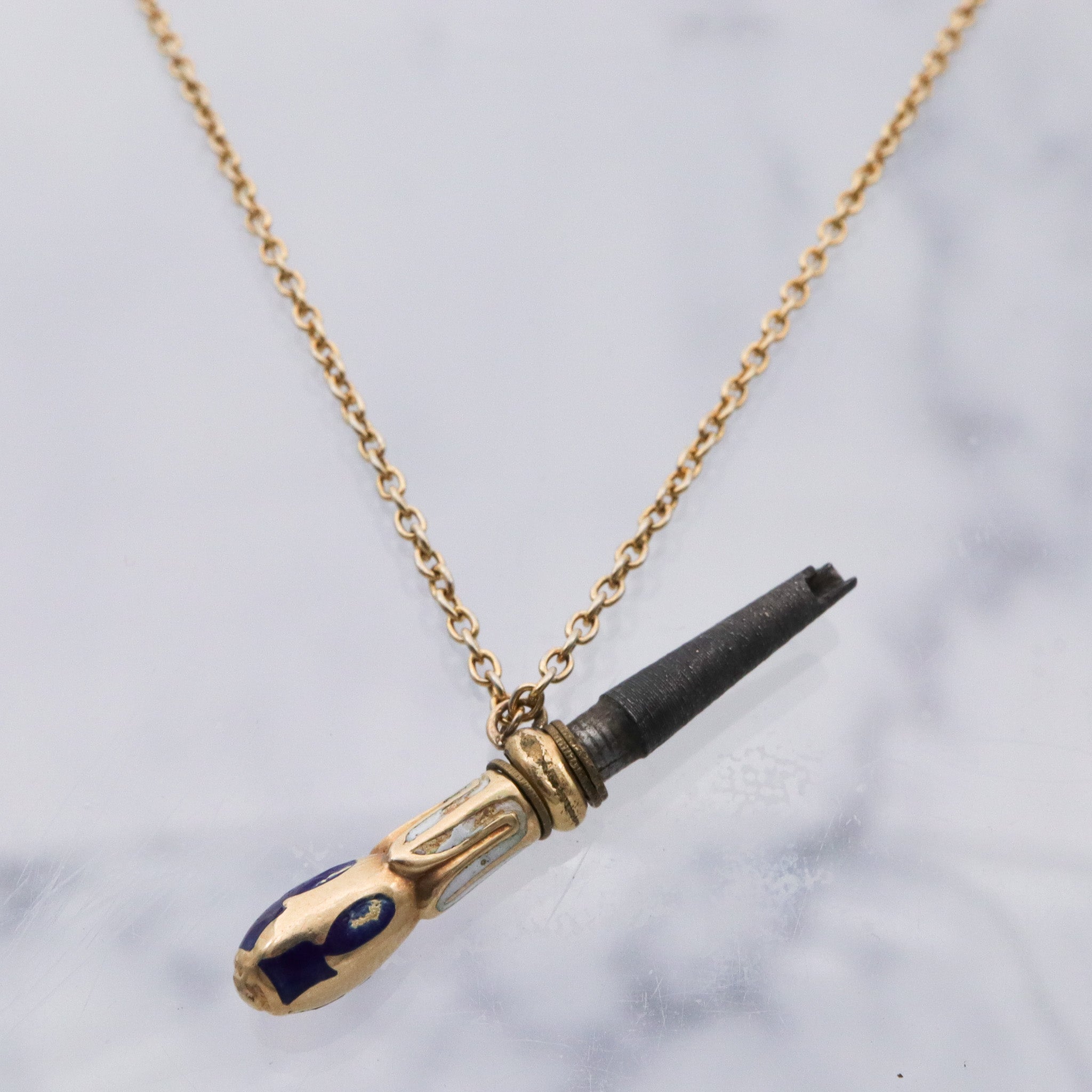 Antique Victorian 14k gold enamel watch key fob