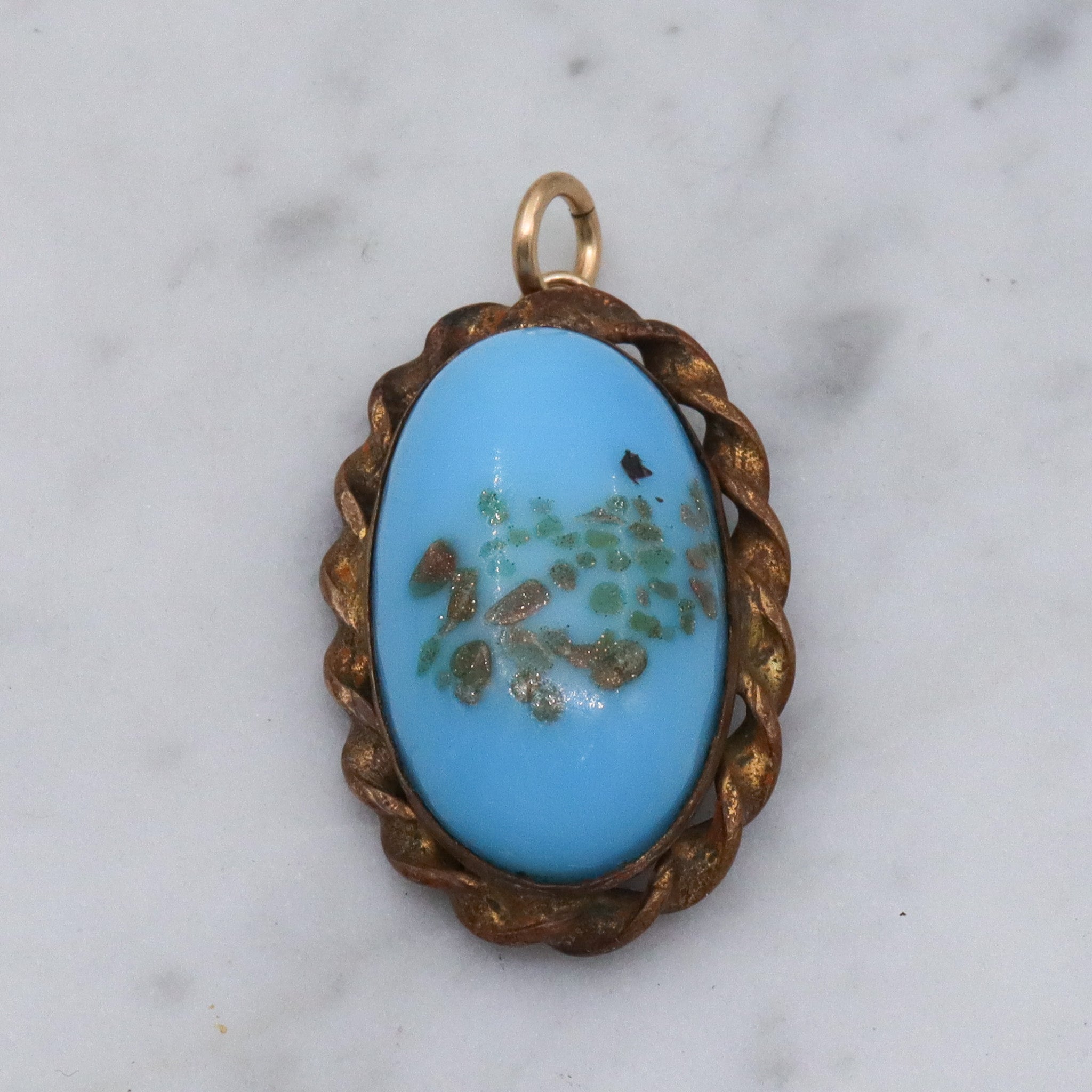 Antique Victorian brass art glass pendant