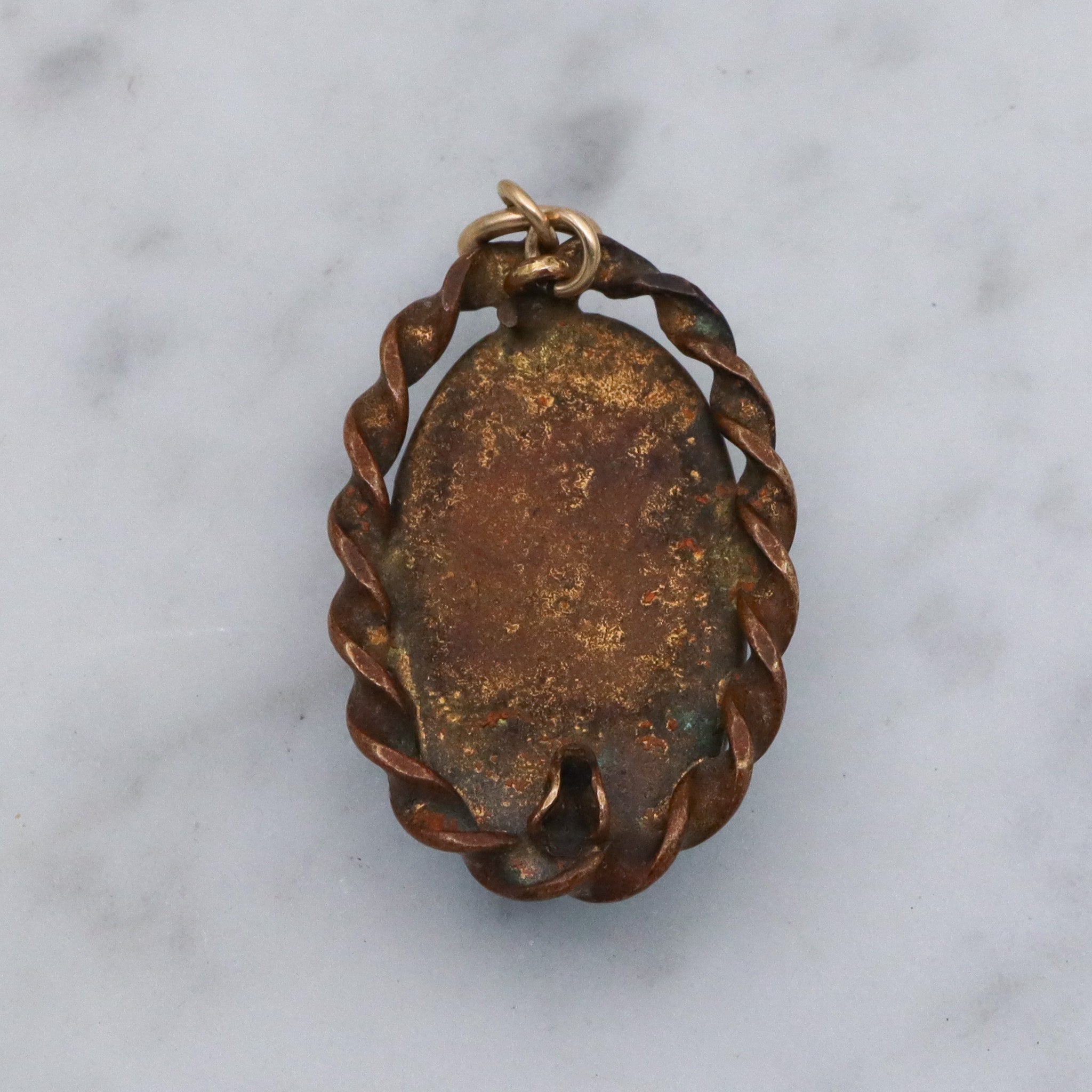 Antique Victorian brass art glass pendant