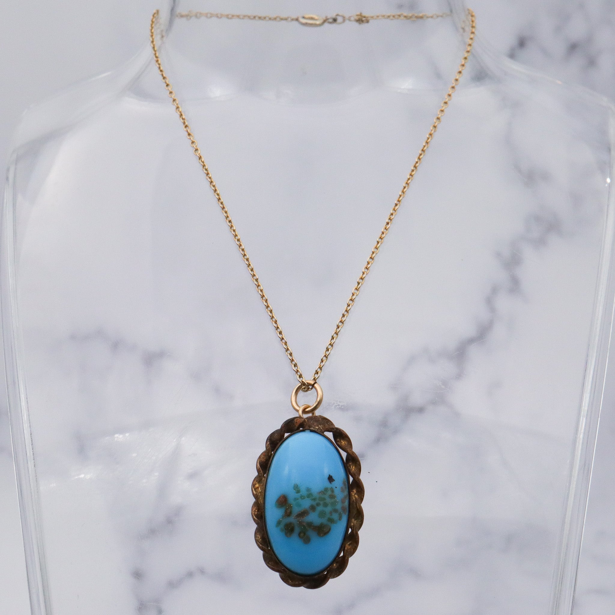 Antique Victorian brass art glass pendant