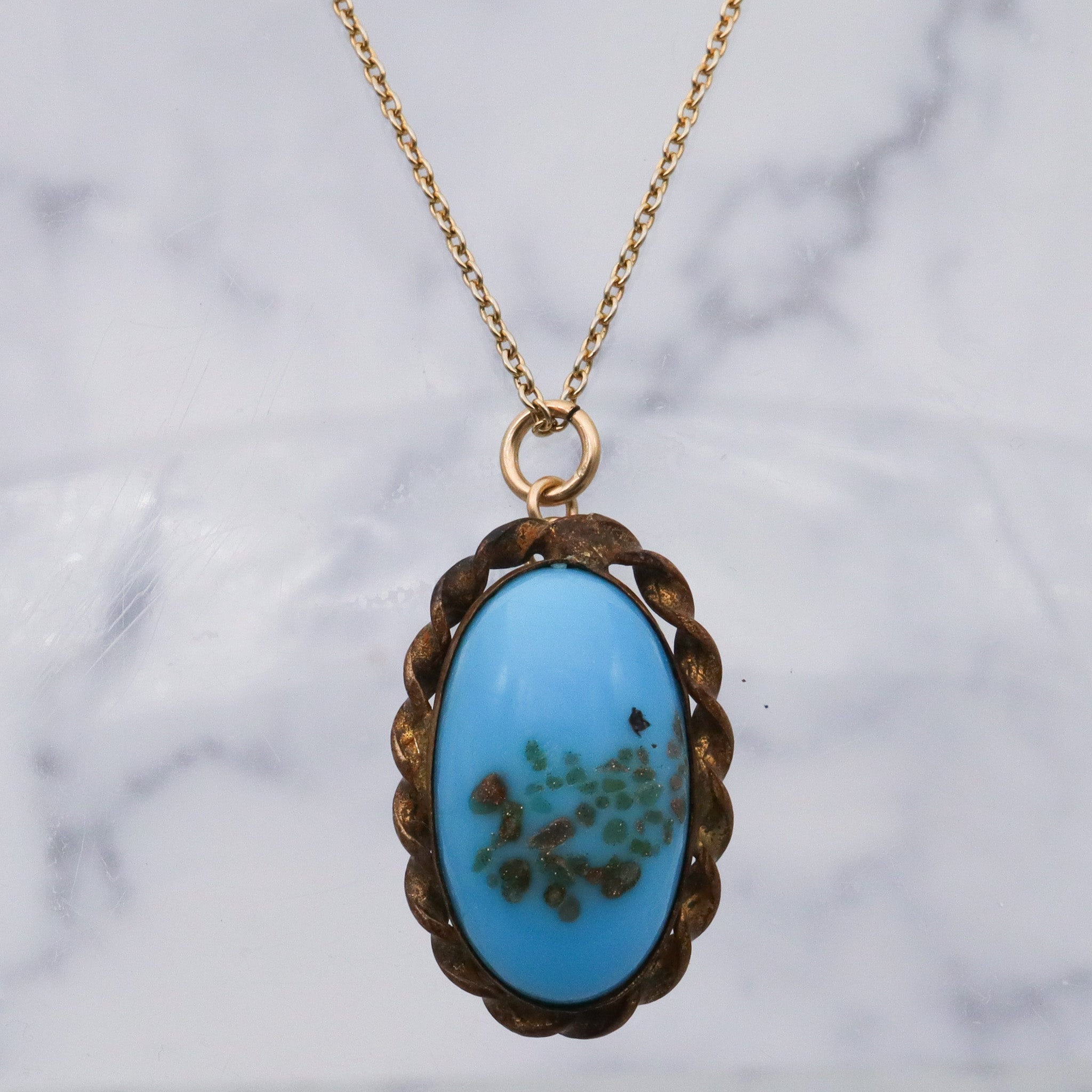 Antique Victorian brass art glass pendant