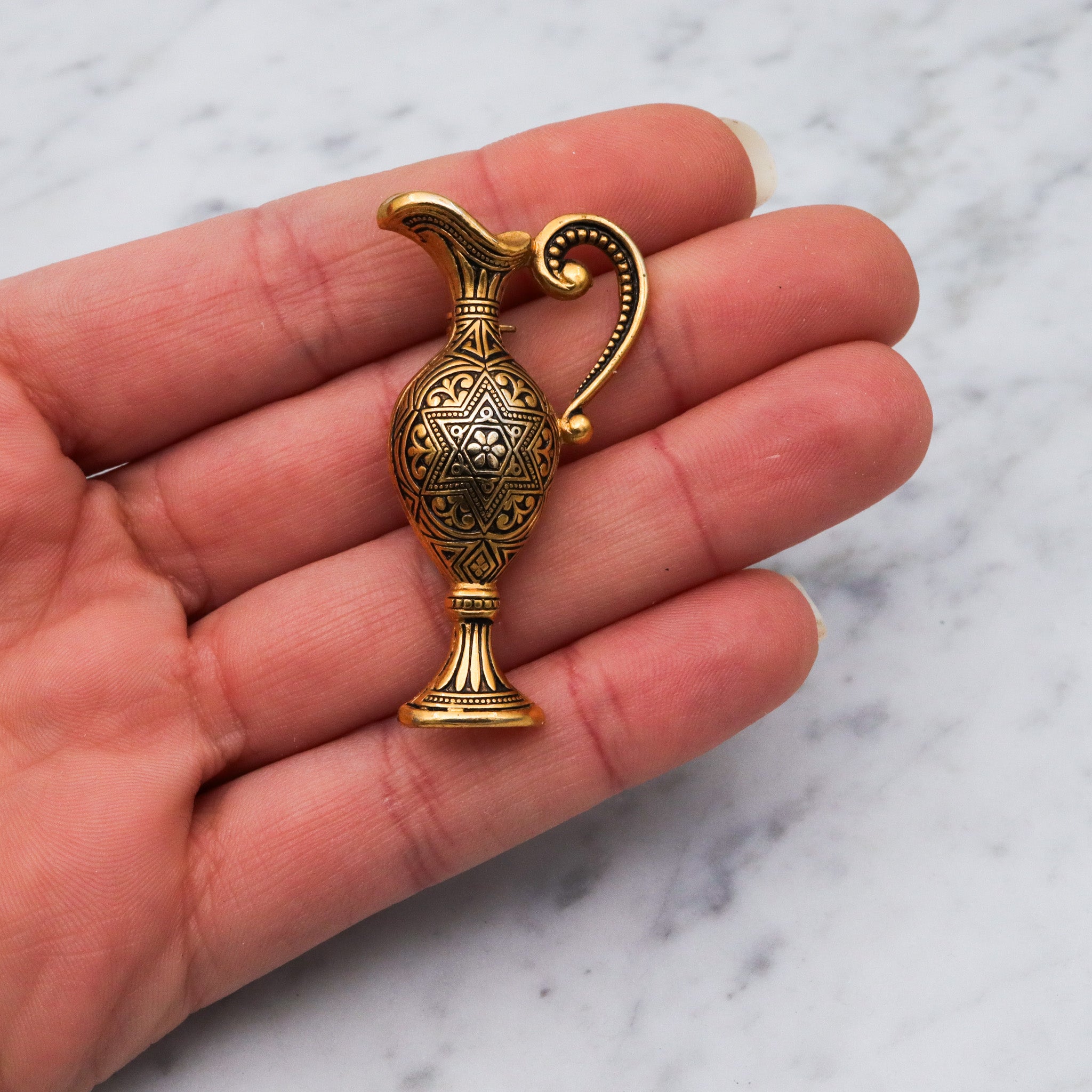 Spanish enameled ewer pitcher brooch