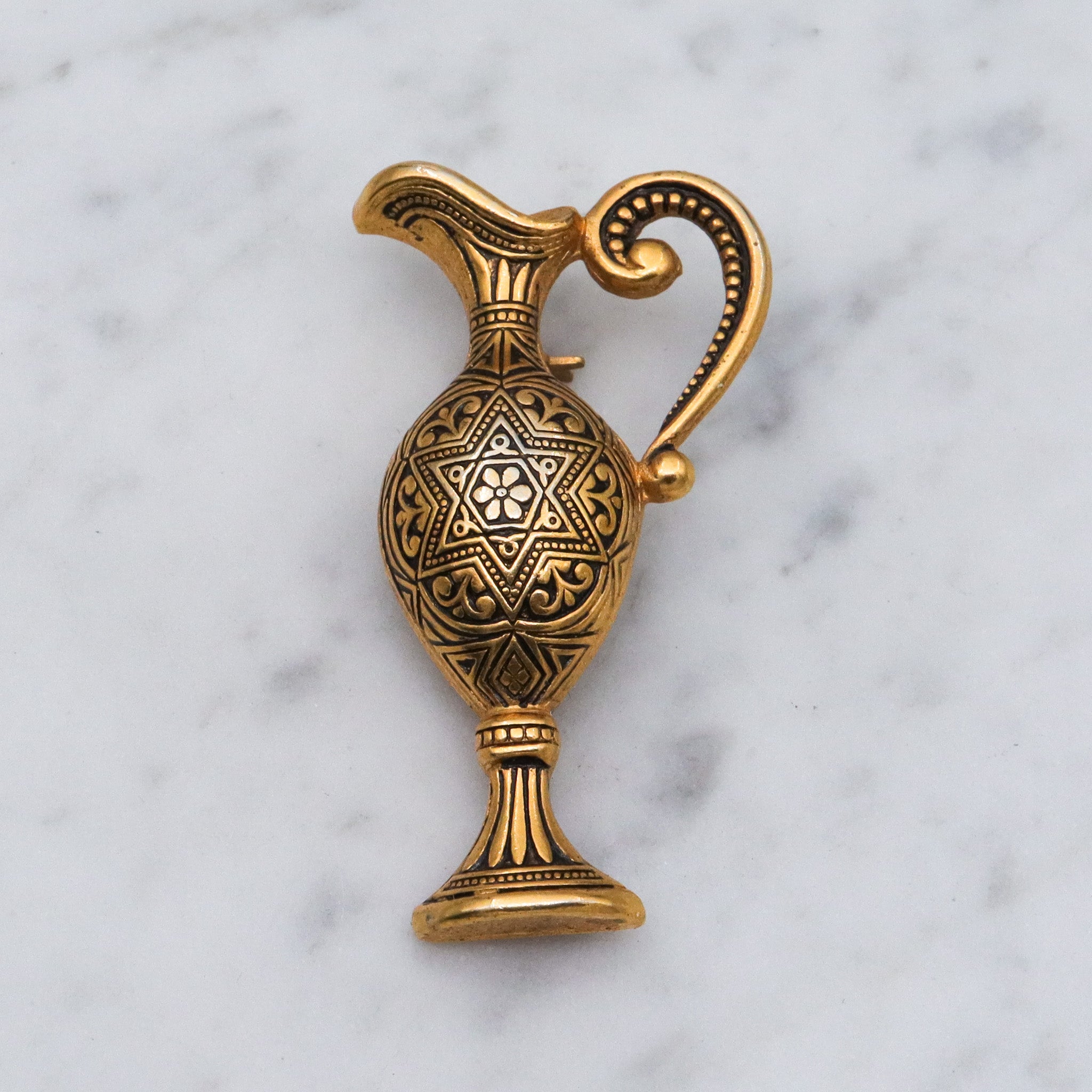Spanish enameled ewer pitcher brooch