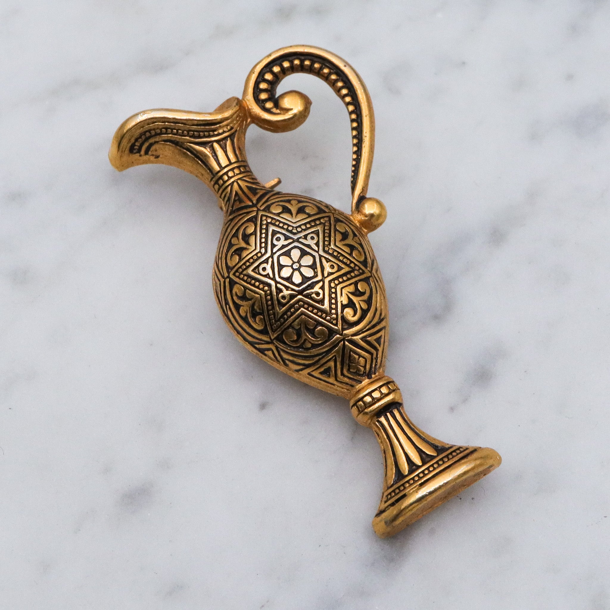 Spanish enameled ewer pitcher brooch