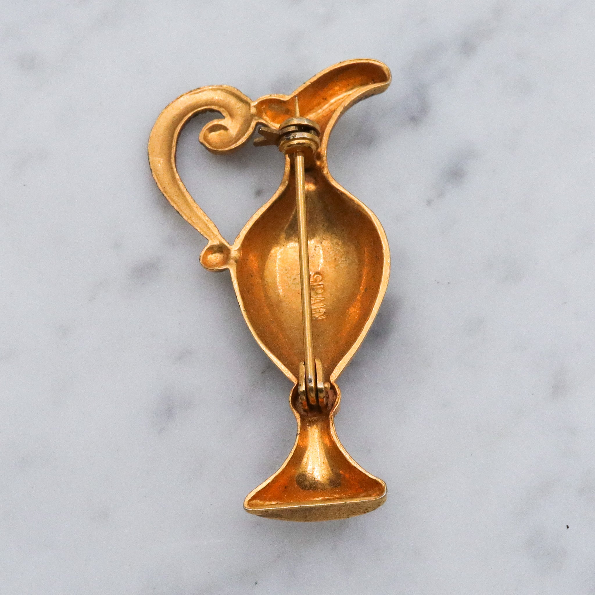 Spanish enameled ewer pitcher brooch