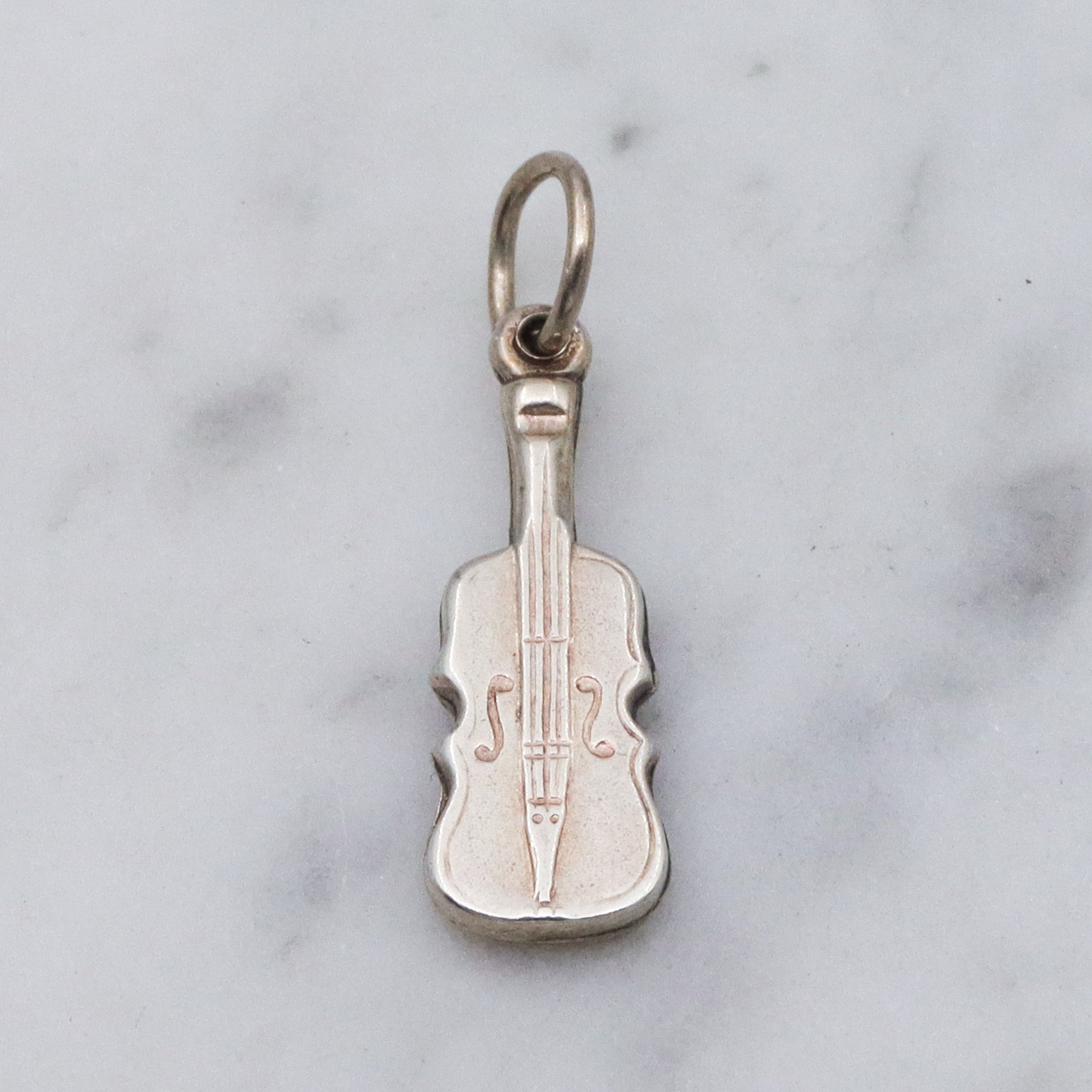 Vintage sterling silver cello charm pendant