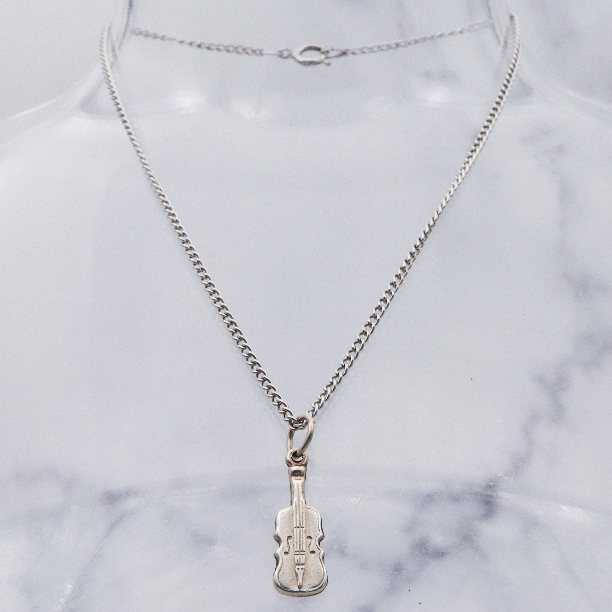 Vintage sterling silver cello charm pendant