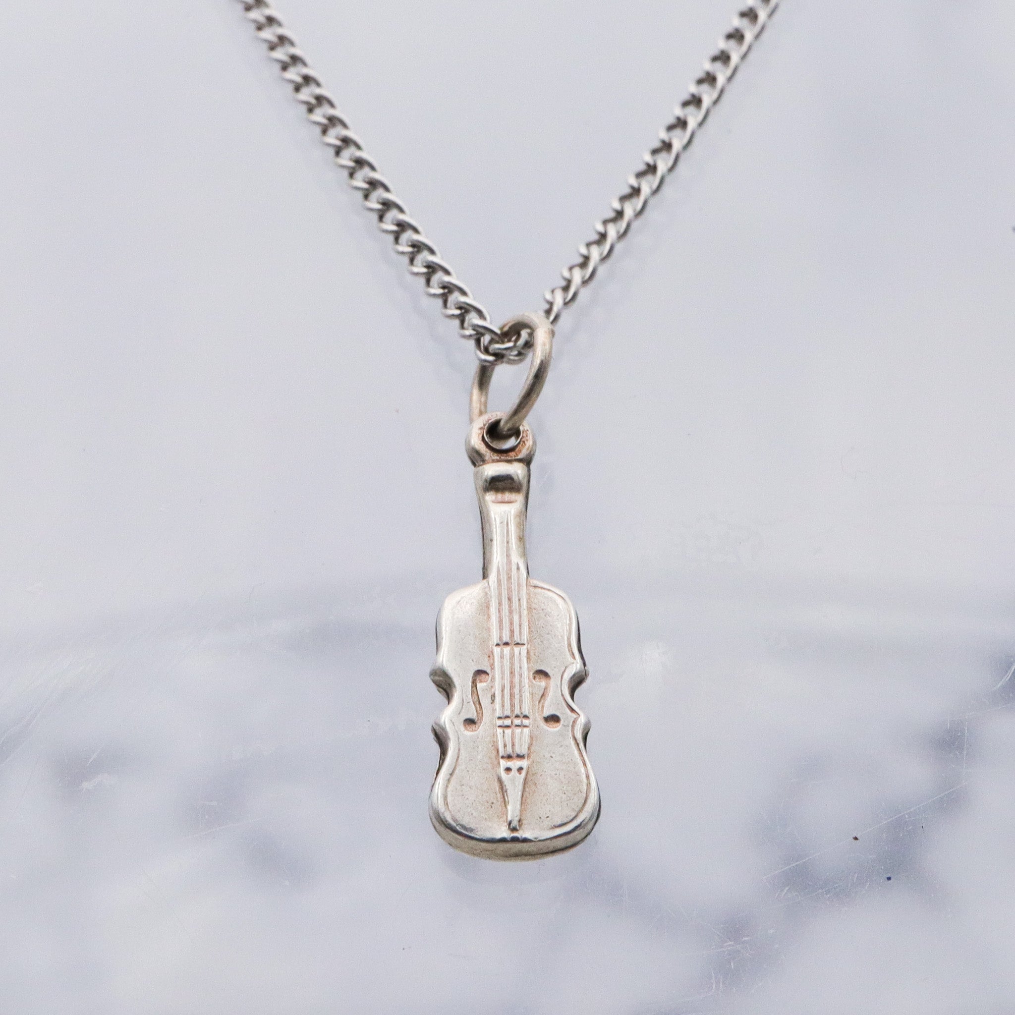 Vintage sterling silver cello charm pendant