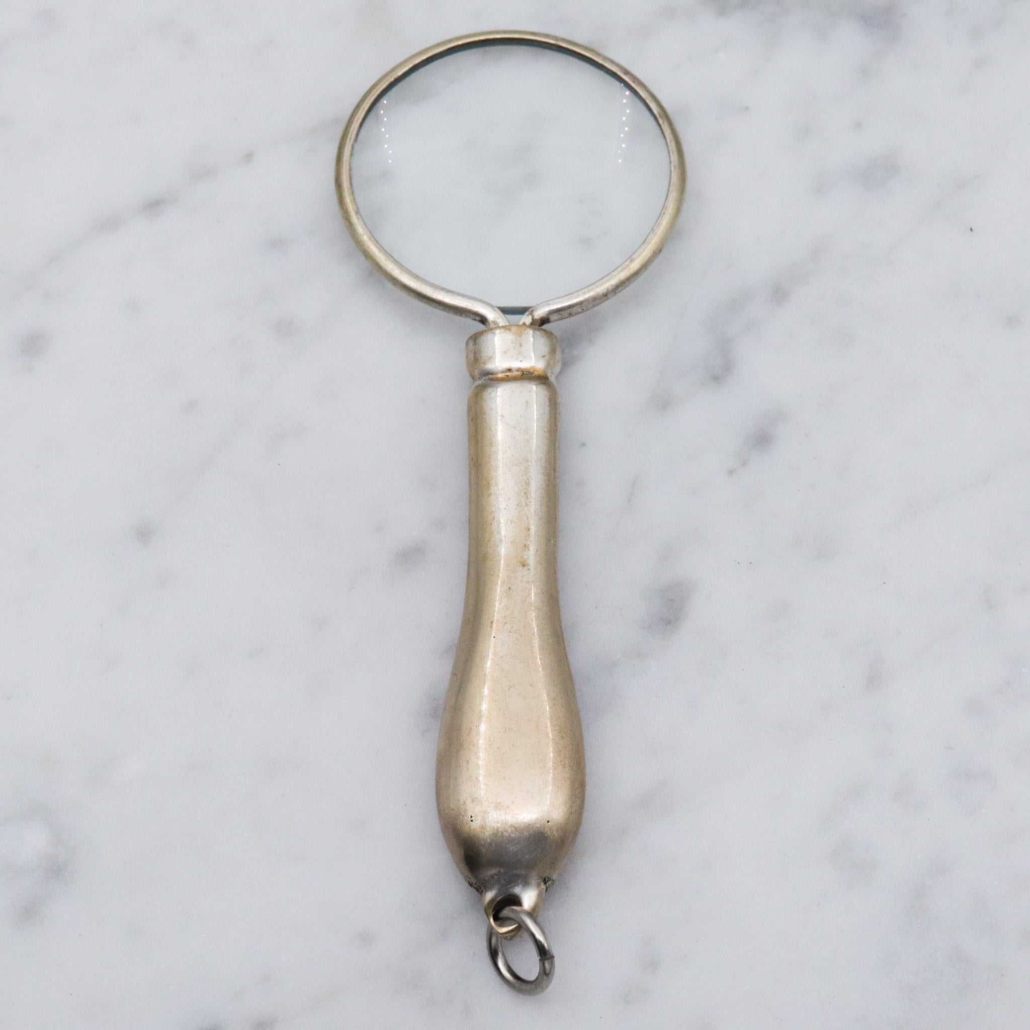 Antique silver plated magnifying glass pendant