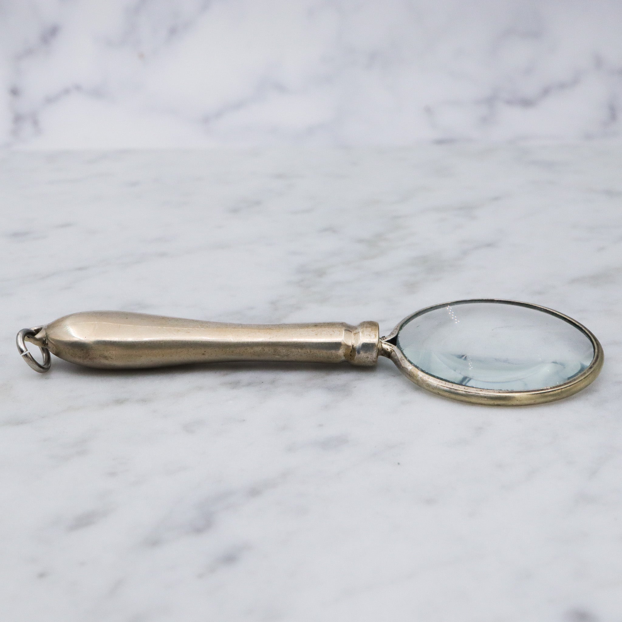 Antique silver plated magnifying glass pendant