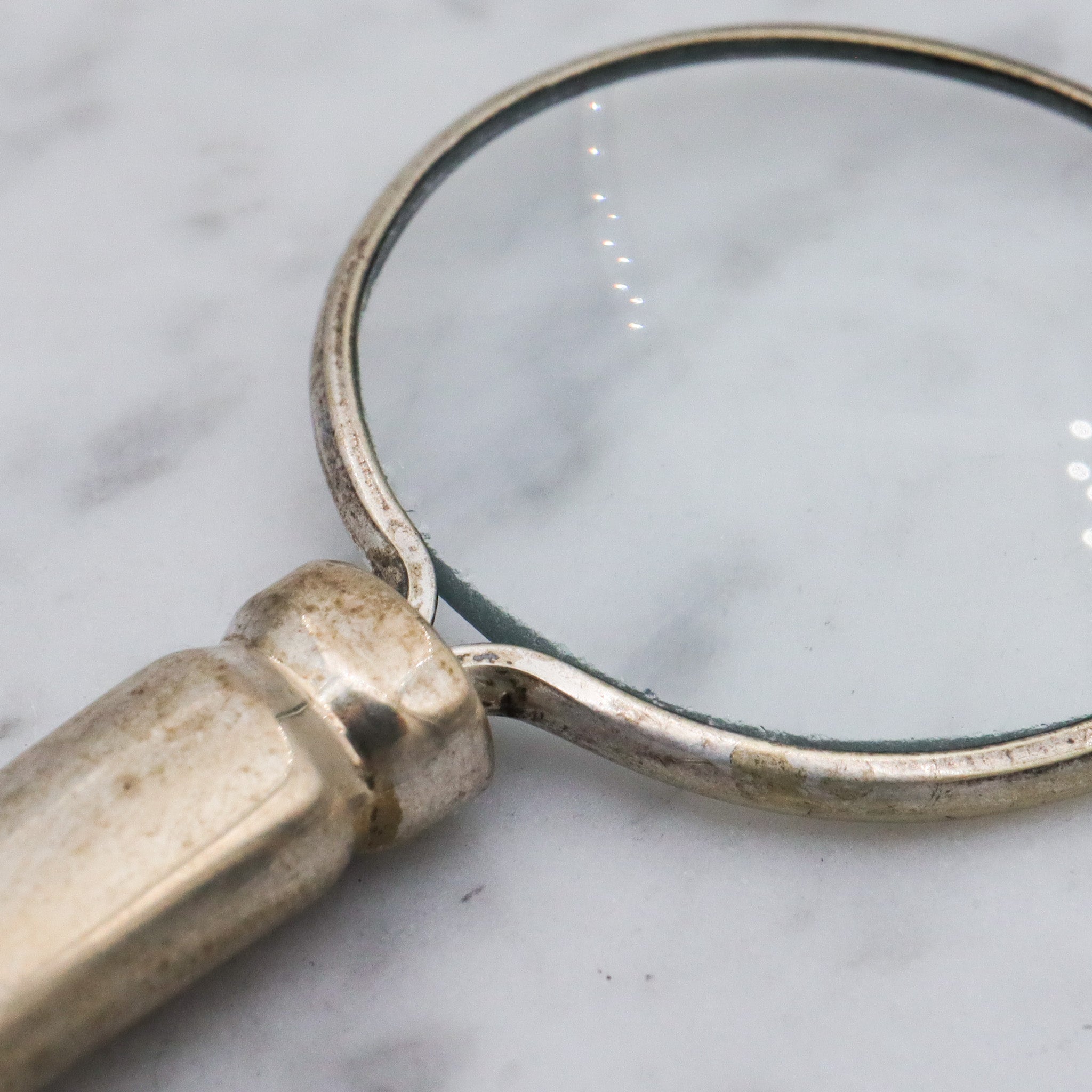 Antique silver plated magnifying glass pendant