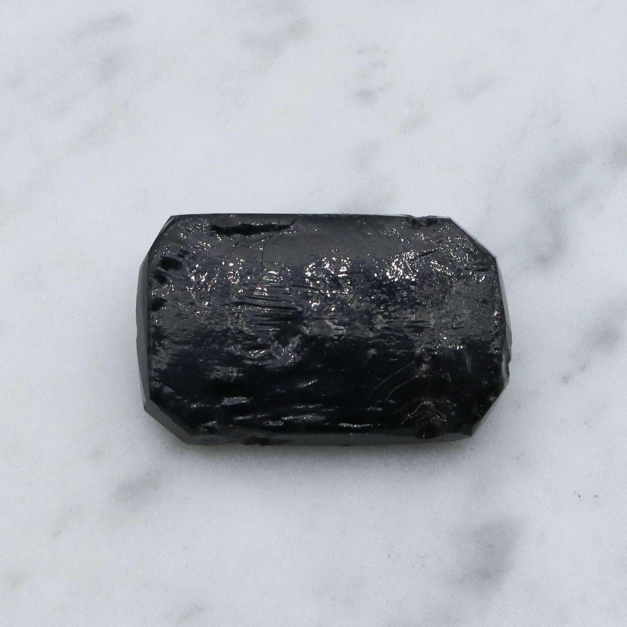 Antique Victorian French jet glass molded rectangular button