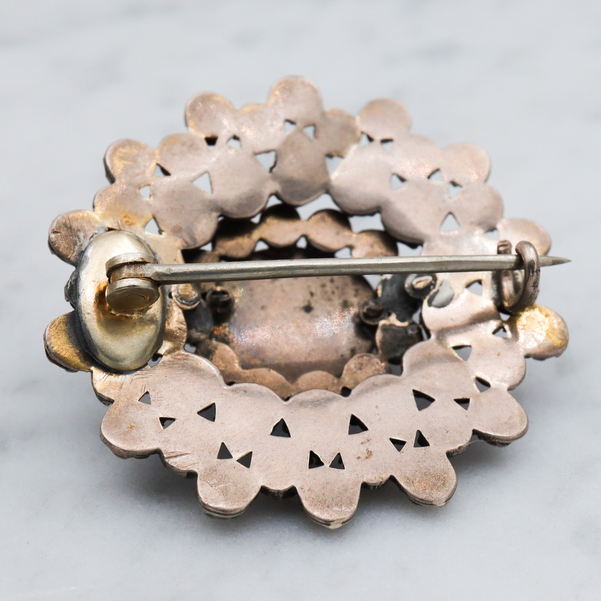 Antique Victorian Bohemian rose cut garnet sunburst brooch