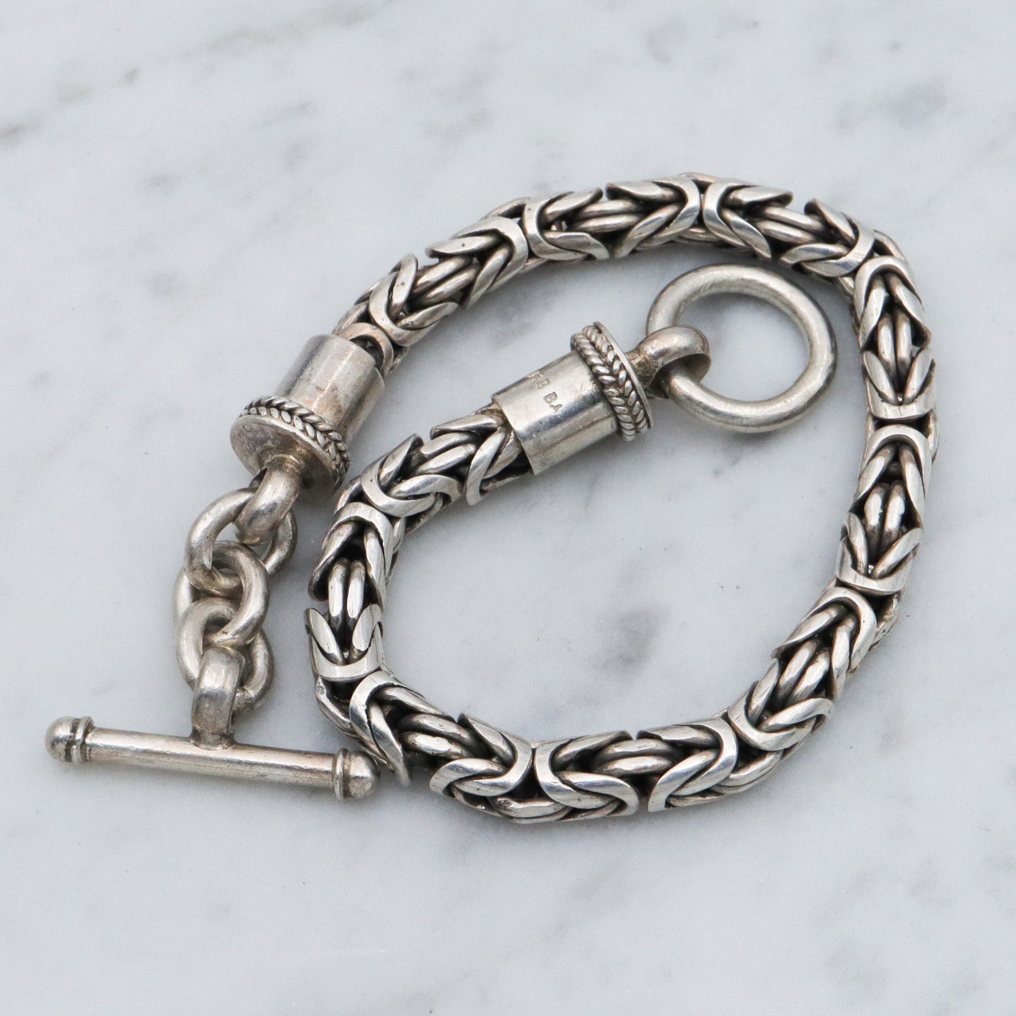 Vintage sterling silver 5mm byzantine link bracelet