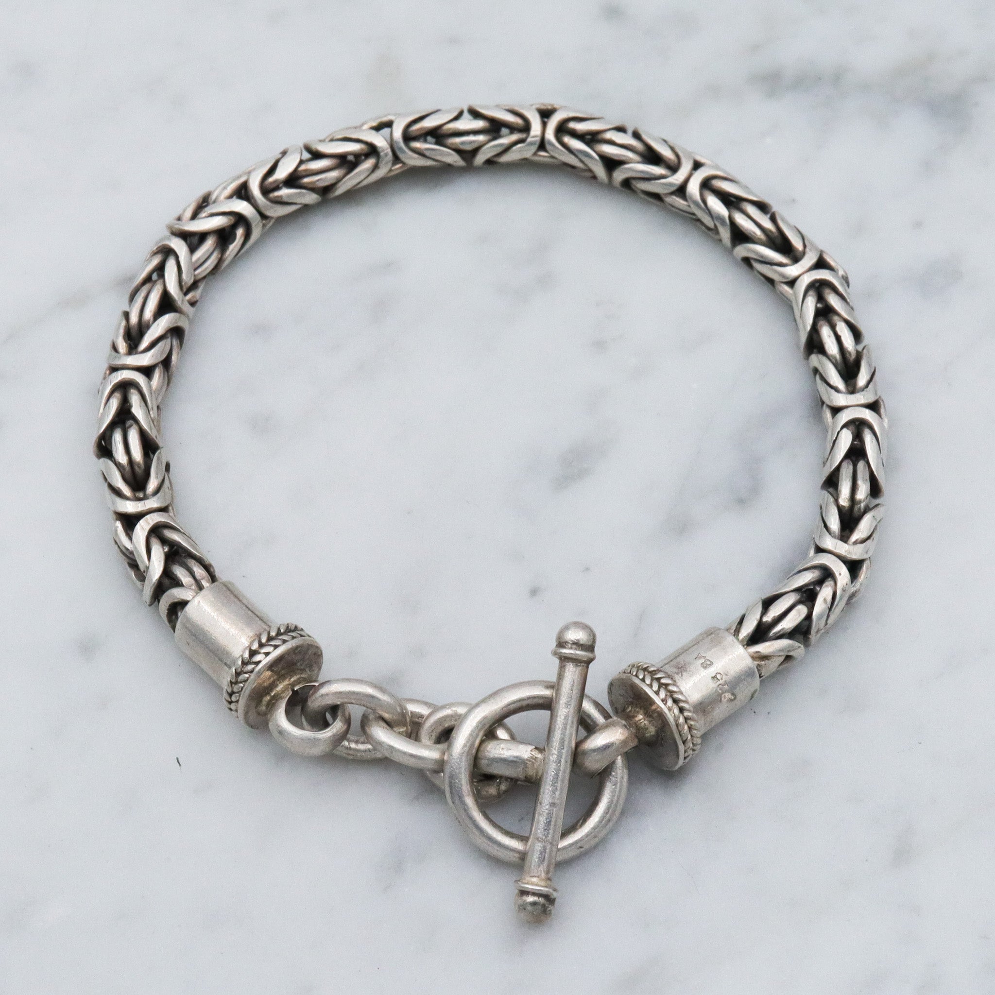 Vintage sterling silver 5mm byzantine link bracelet