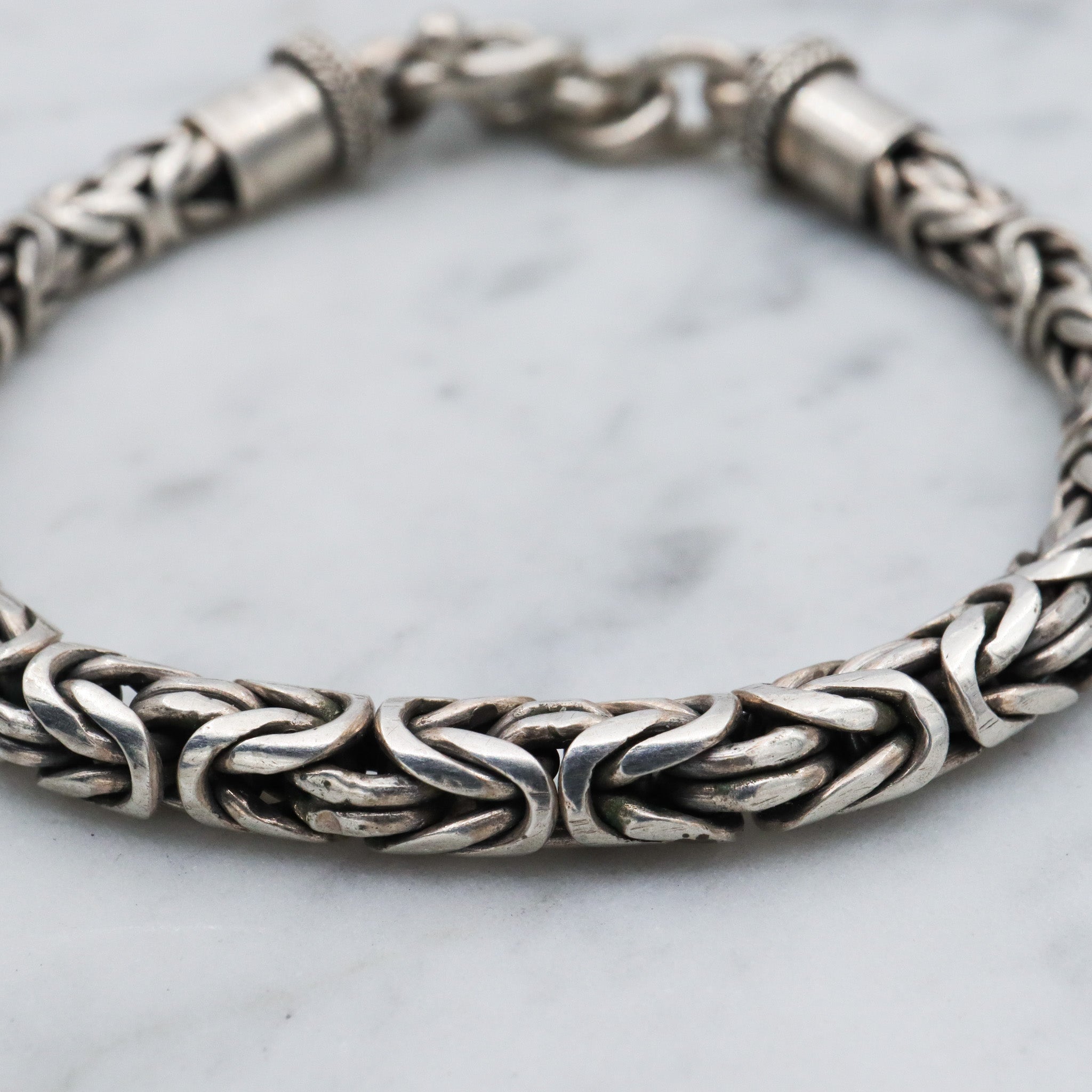 Vintage sterling silver 5mm byzantine link bracelet