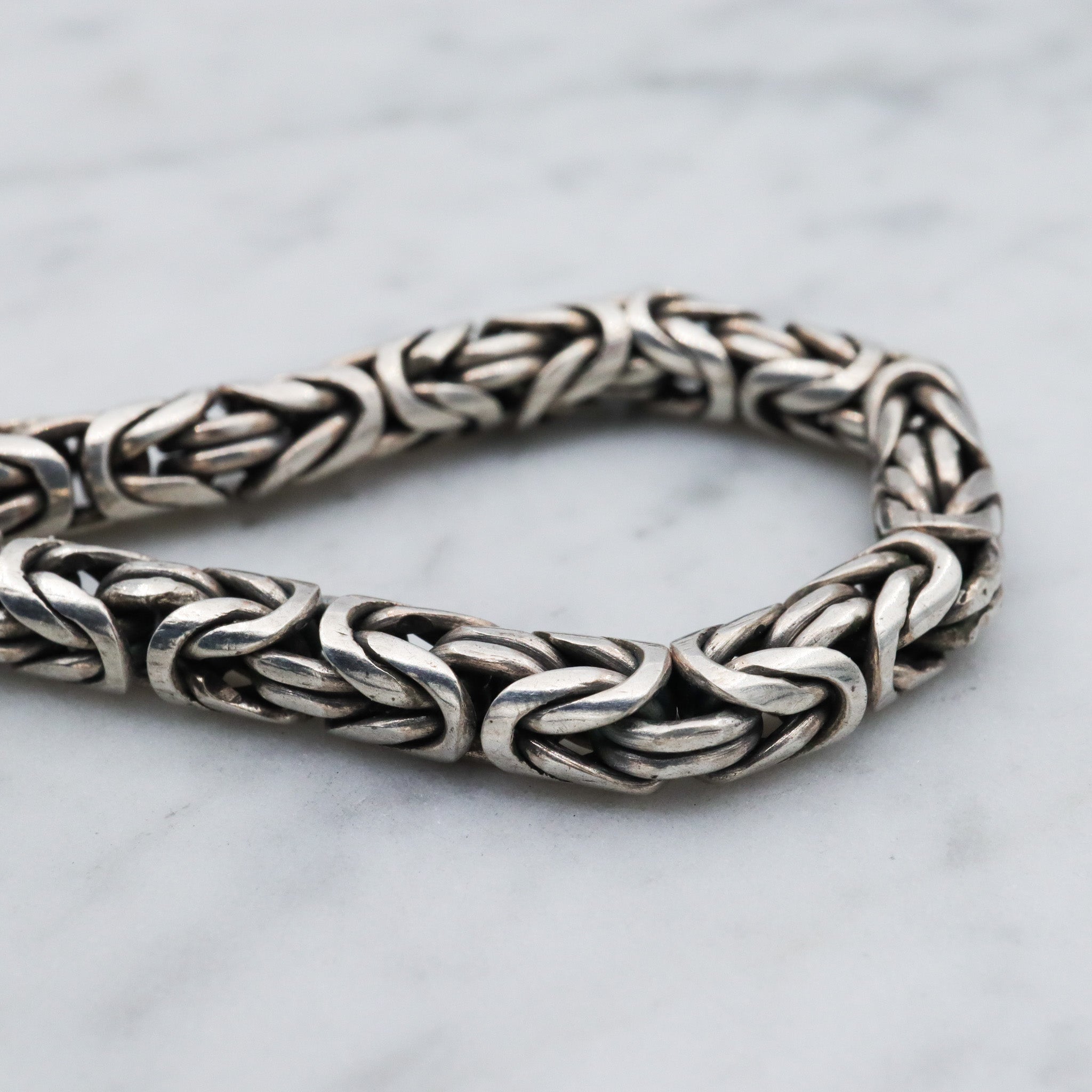Vintage sterling silver 5mm byzantine link bracelet