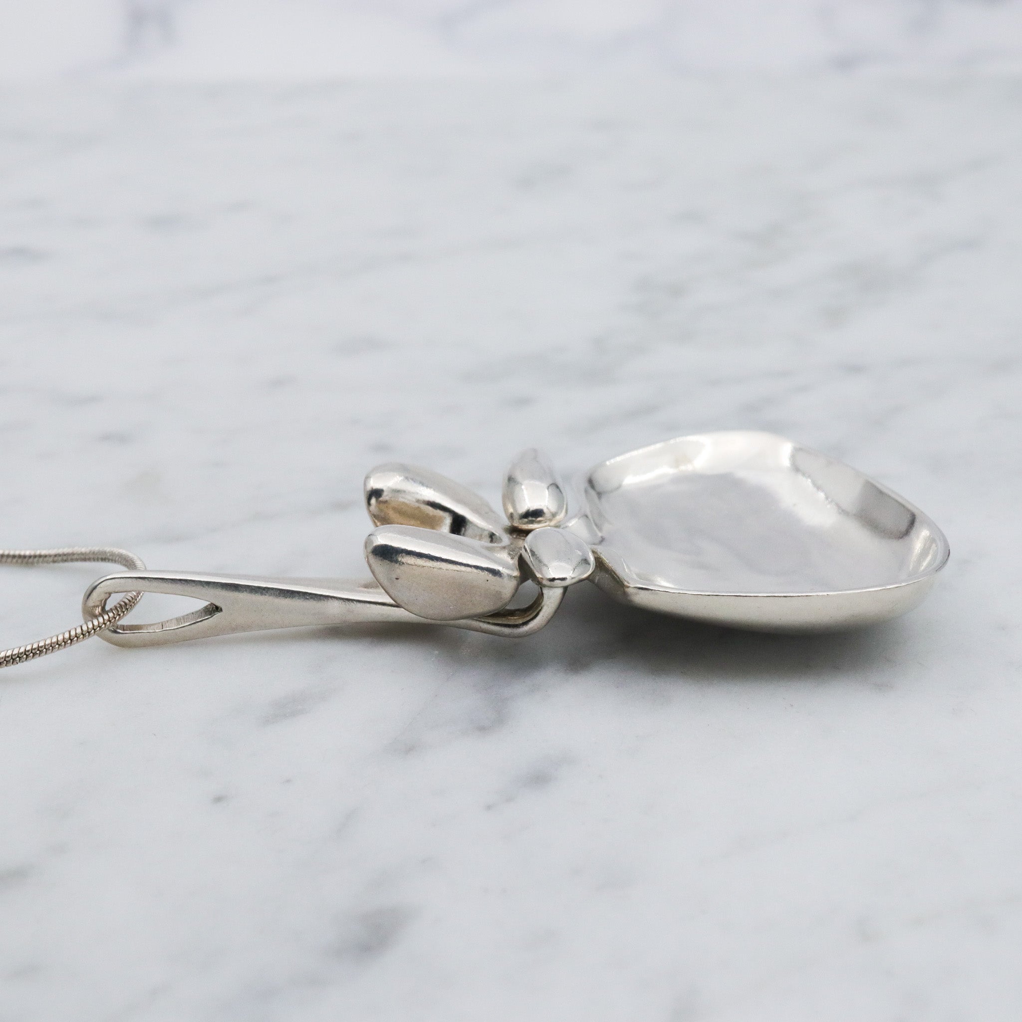 Mid Century Modern Miguel Cisneros Arce structural two part sterling necklace