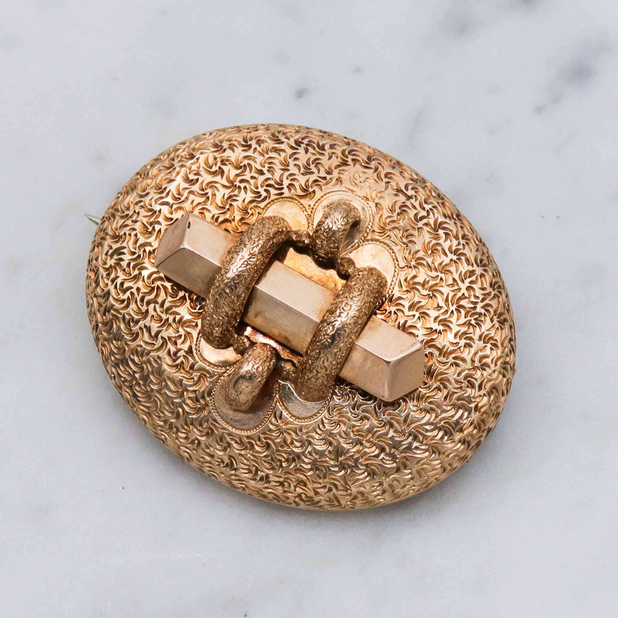 Antique Victorian 14k gold button brooch with watch clip