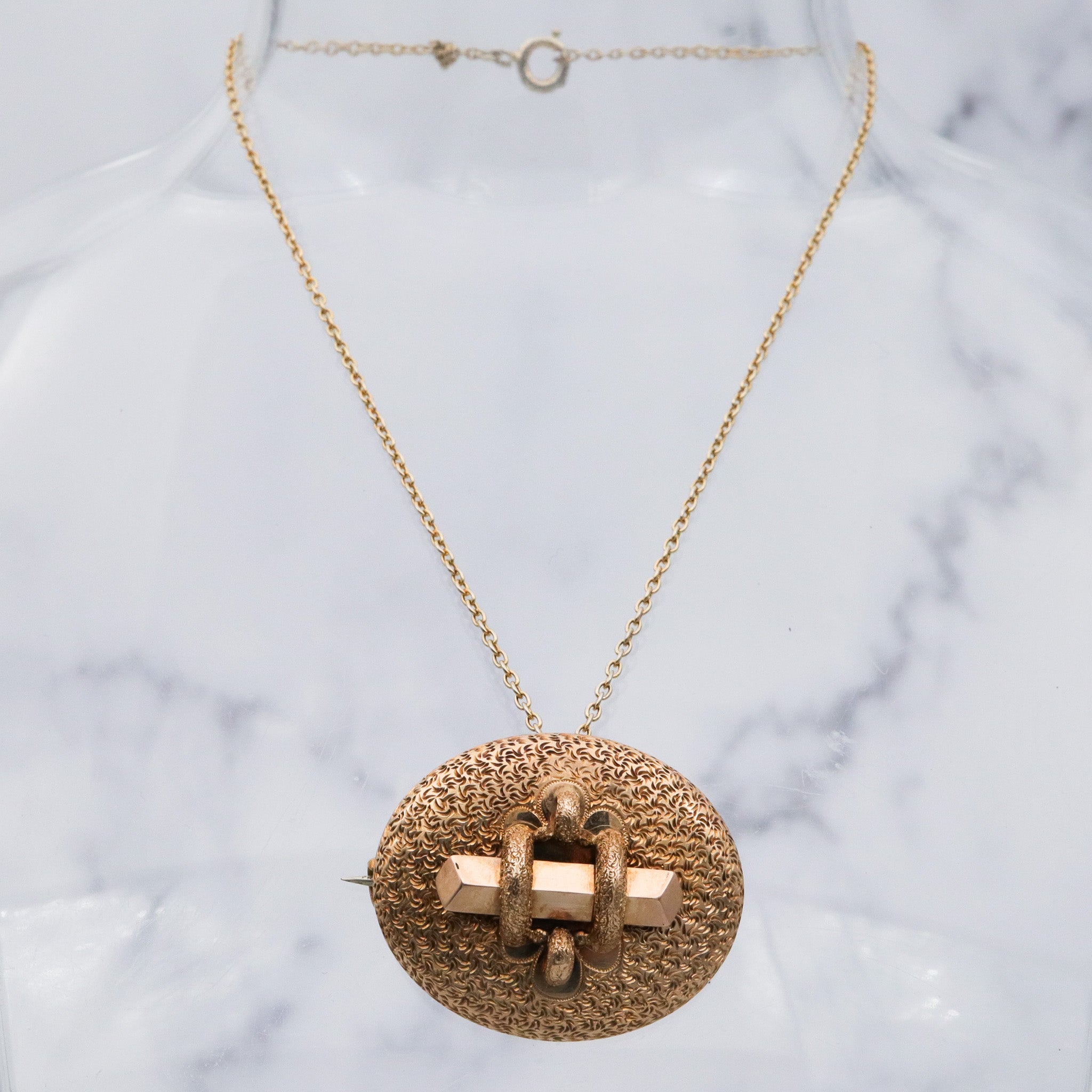 Antique Victorian 14k gold button brooch with watch clip