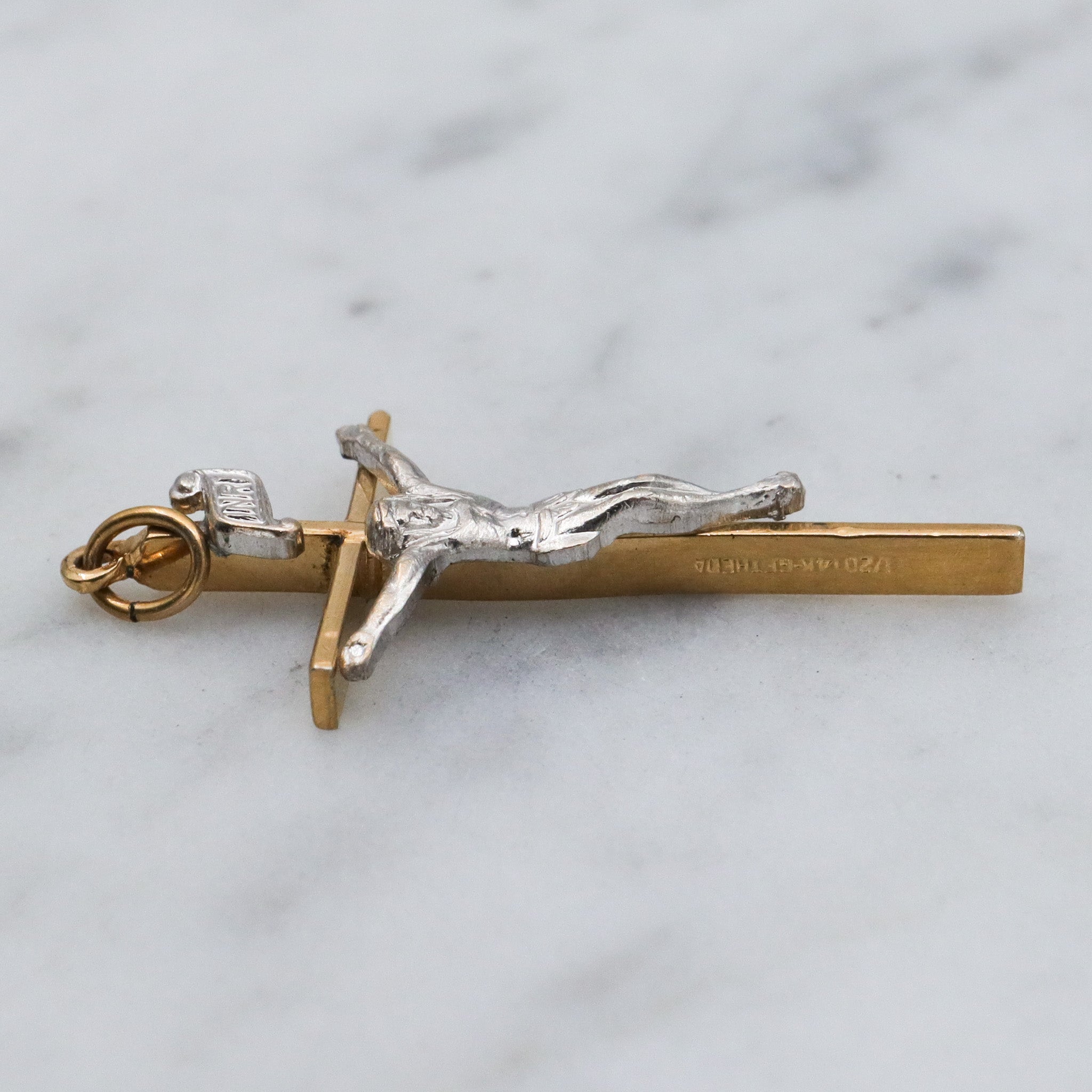 Retro Theda 14k gold filled crucifix pendant