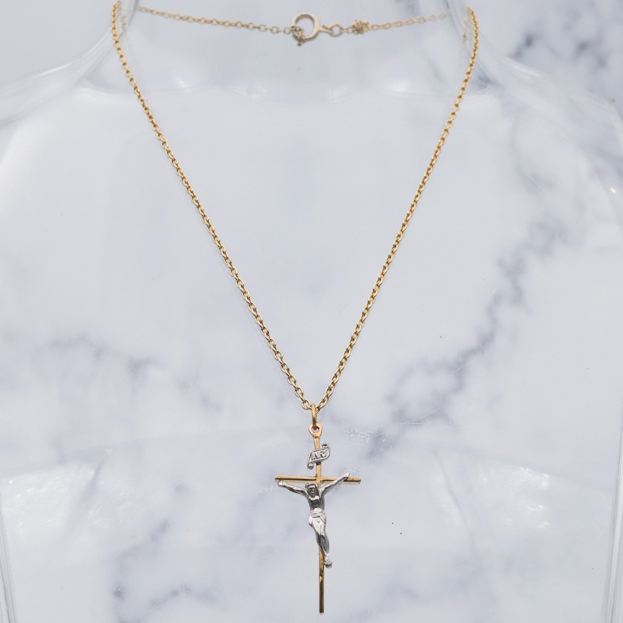 Retro Theda 14k gold filled crucifix pendant