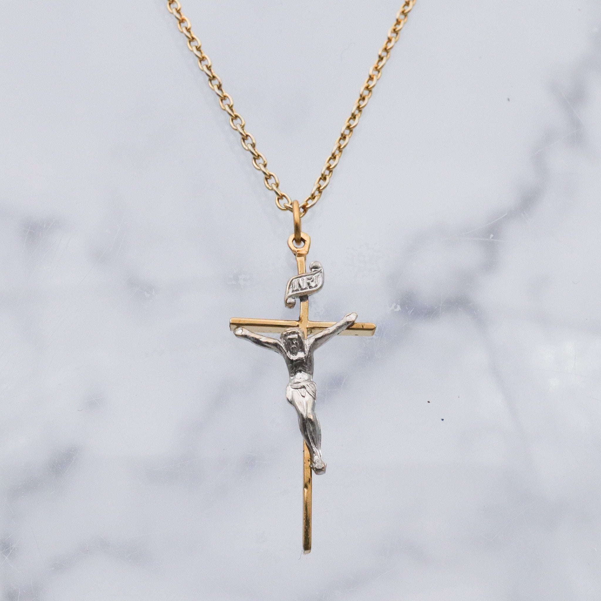 Retro Theda 14k gold filled crucifix pendant