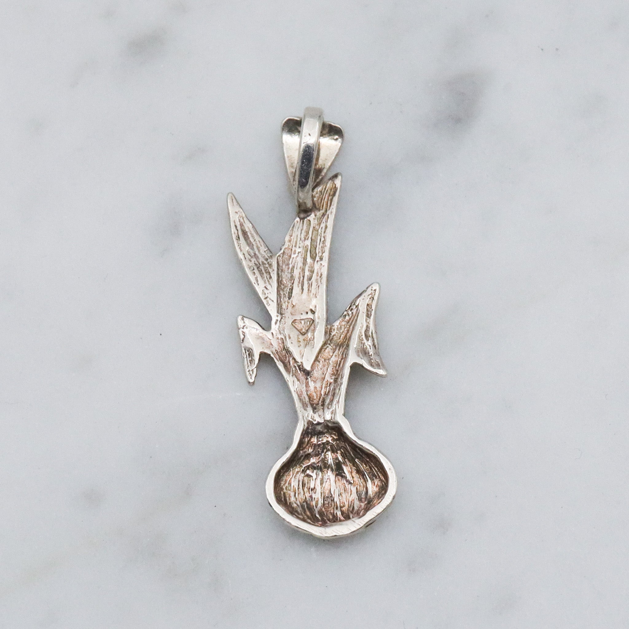 Vintage sterling silver onion plant pendant